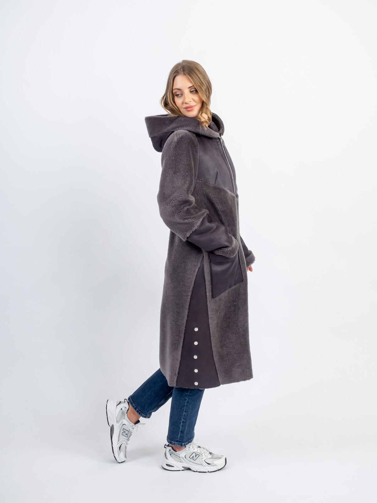 Шуба из эко-меха с капюшоном женская Дианель Меховый дом Э-130