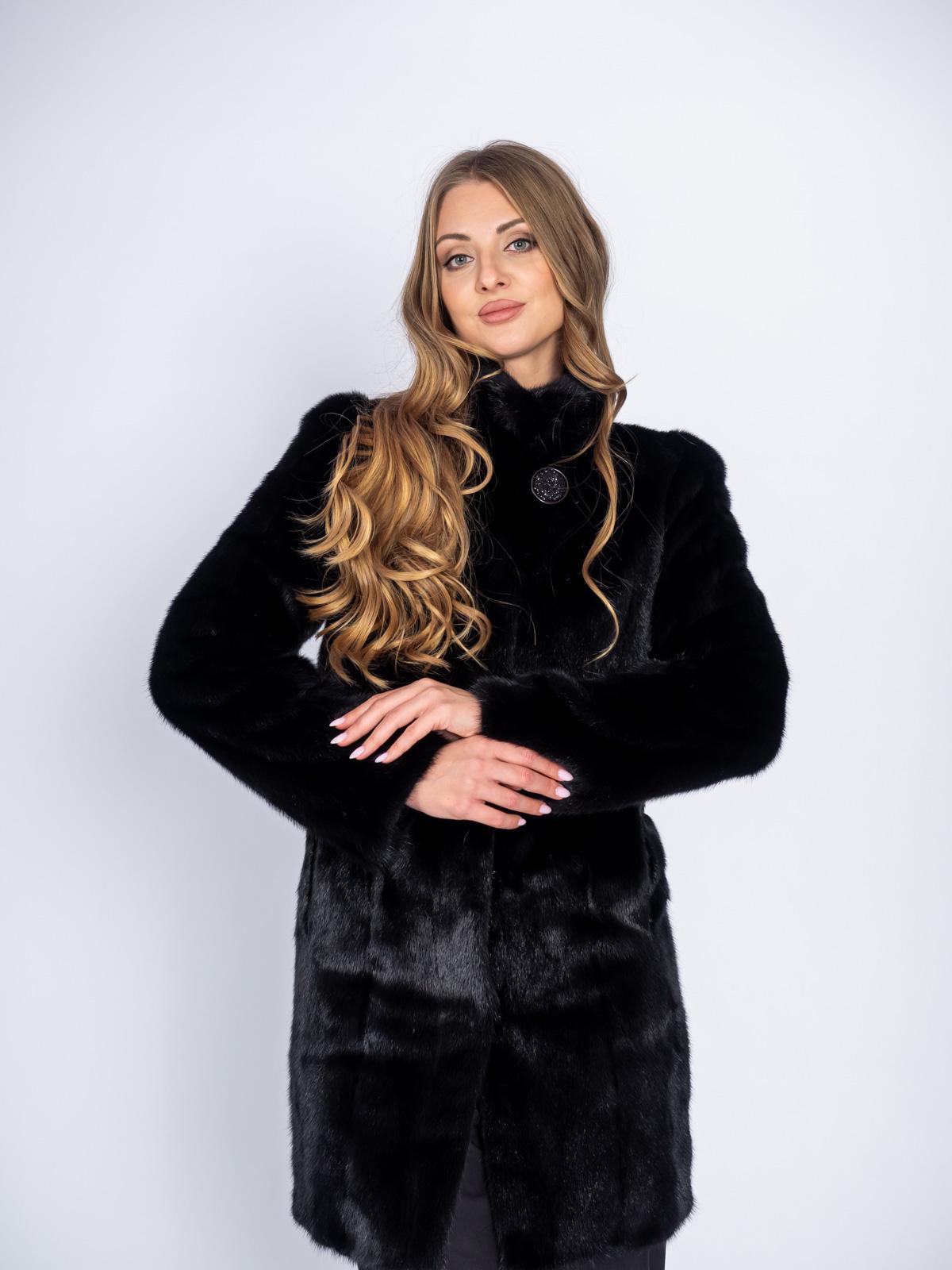 Шуба из меха норки женская Классика Френч роспуск