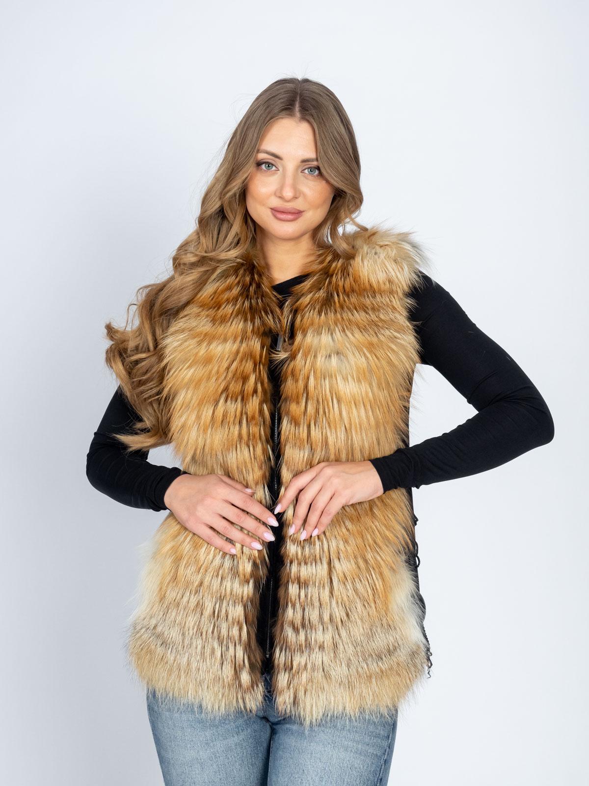 Жилет женский из текстиля и меха лисицы Меха России 49