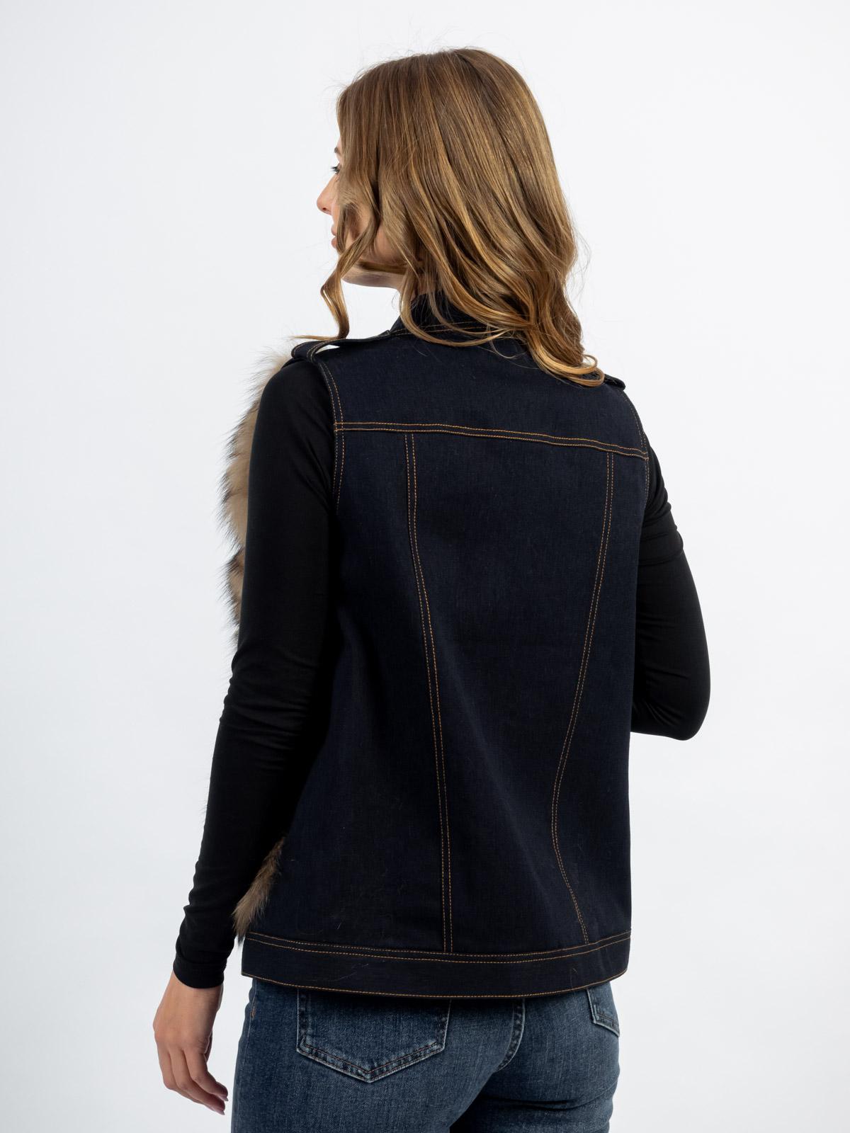 Жилет женский из текстиля и меха песца Р.О.М.А. Жилет 1