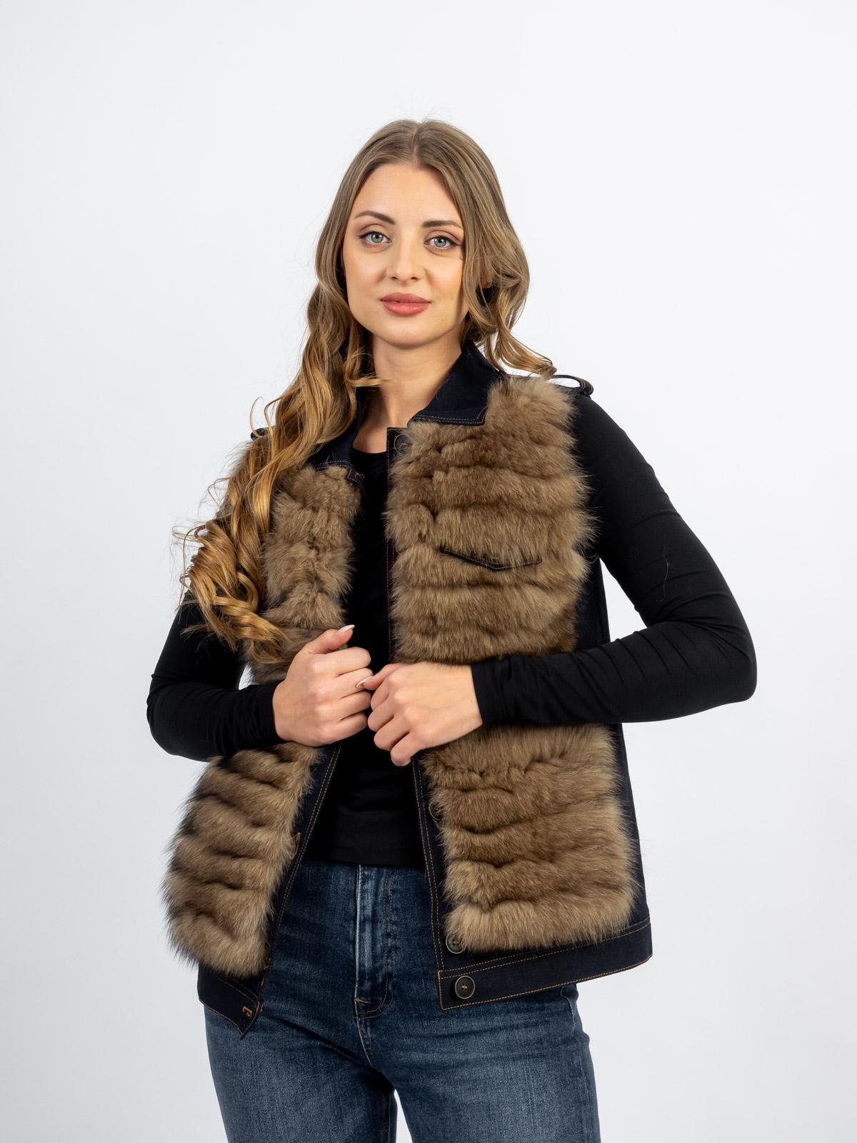Жилет женский из текстиля и меха песца Р.О.М.А. Жилет 1