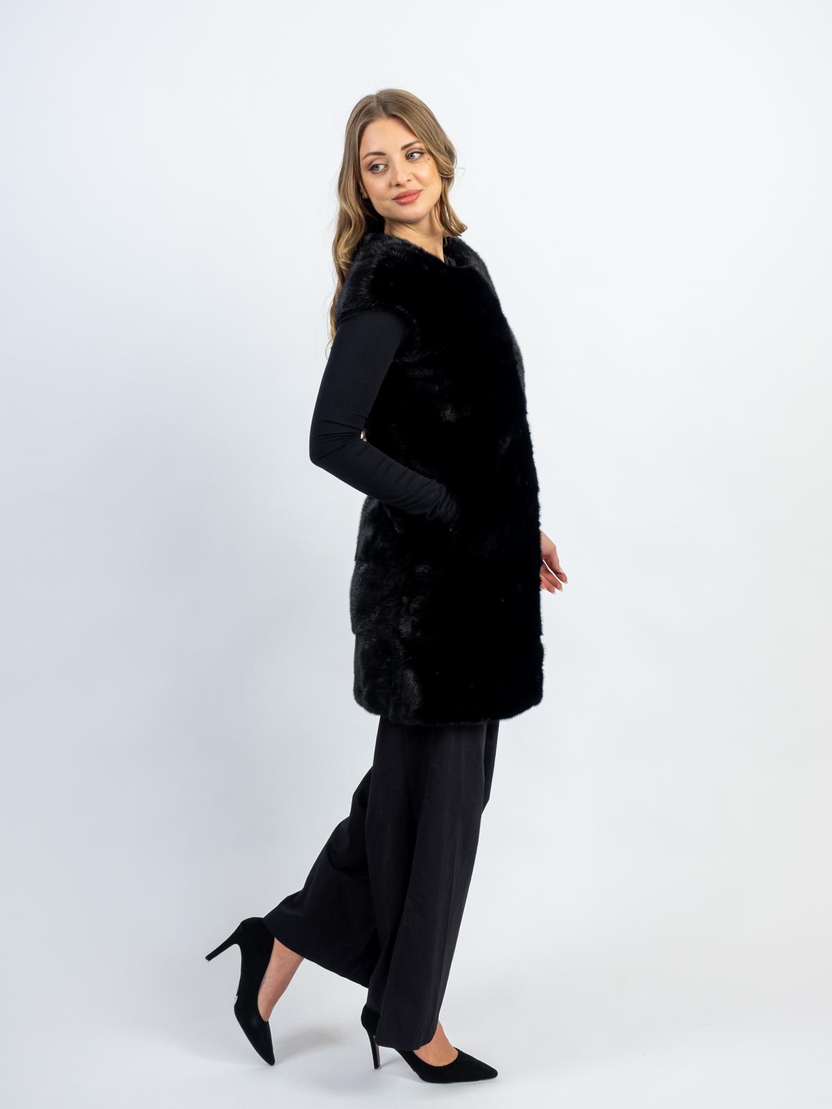 Жилет женский из меха норки Мягкое золото поперечка