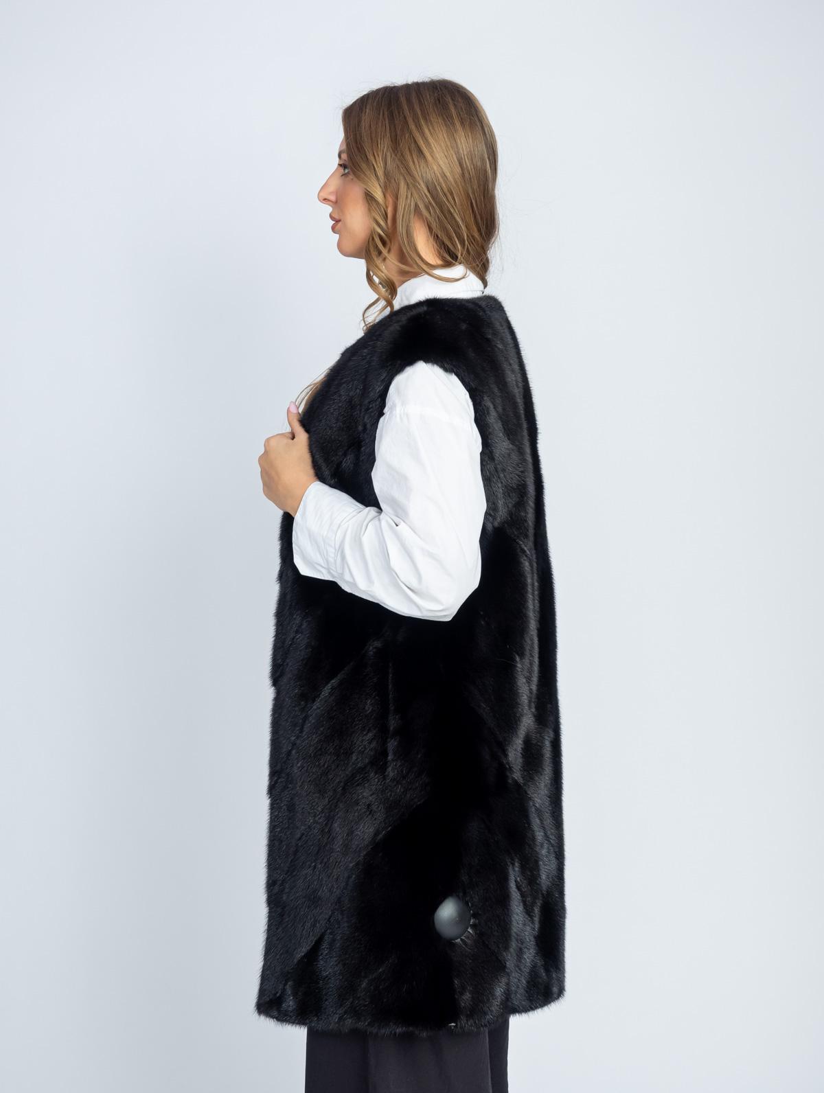 Жилет женский из меха норки паркет 