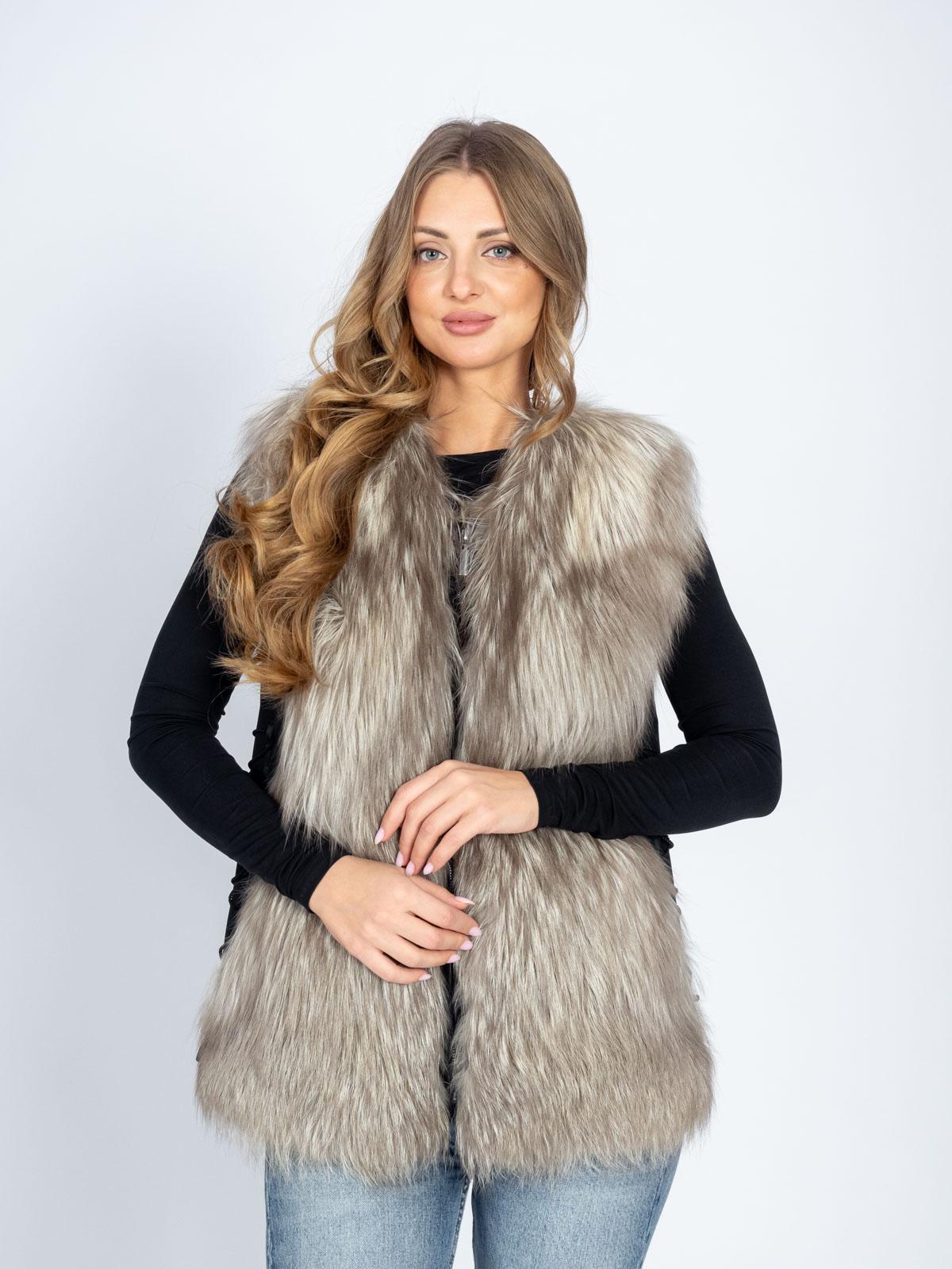 Жилет женский из текстиля и меха лисицы Меха России 49