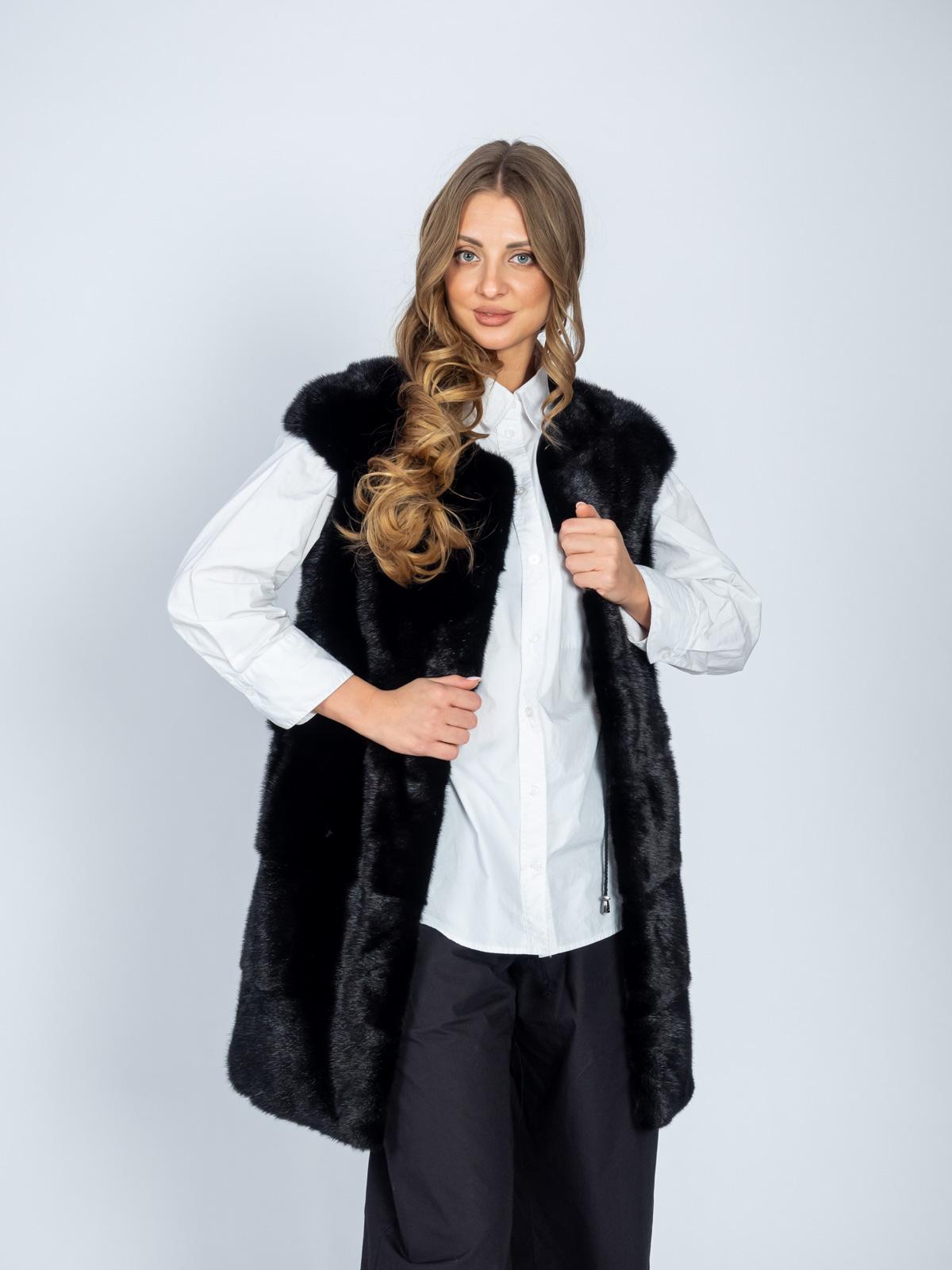 Жилет женский из меха норки поперечка