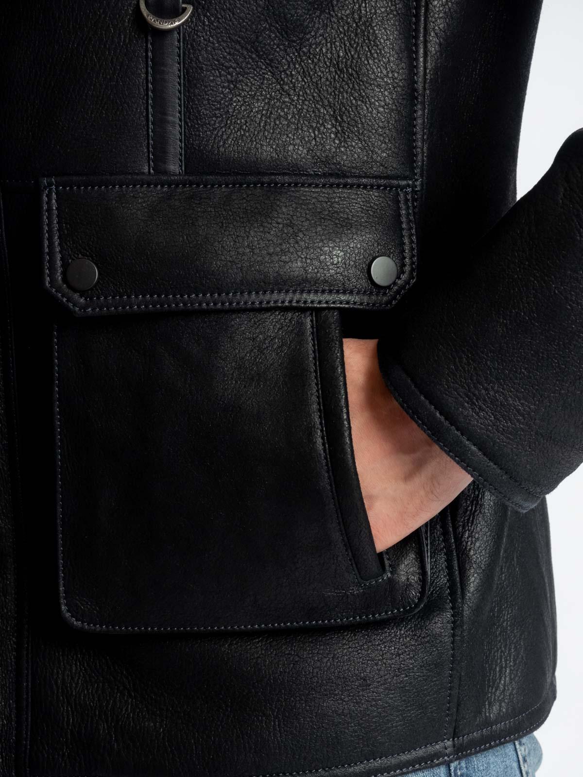 Мужская куртка овчинная с отделкой натуральной кожи PANDAS 3073