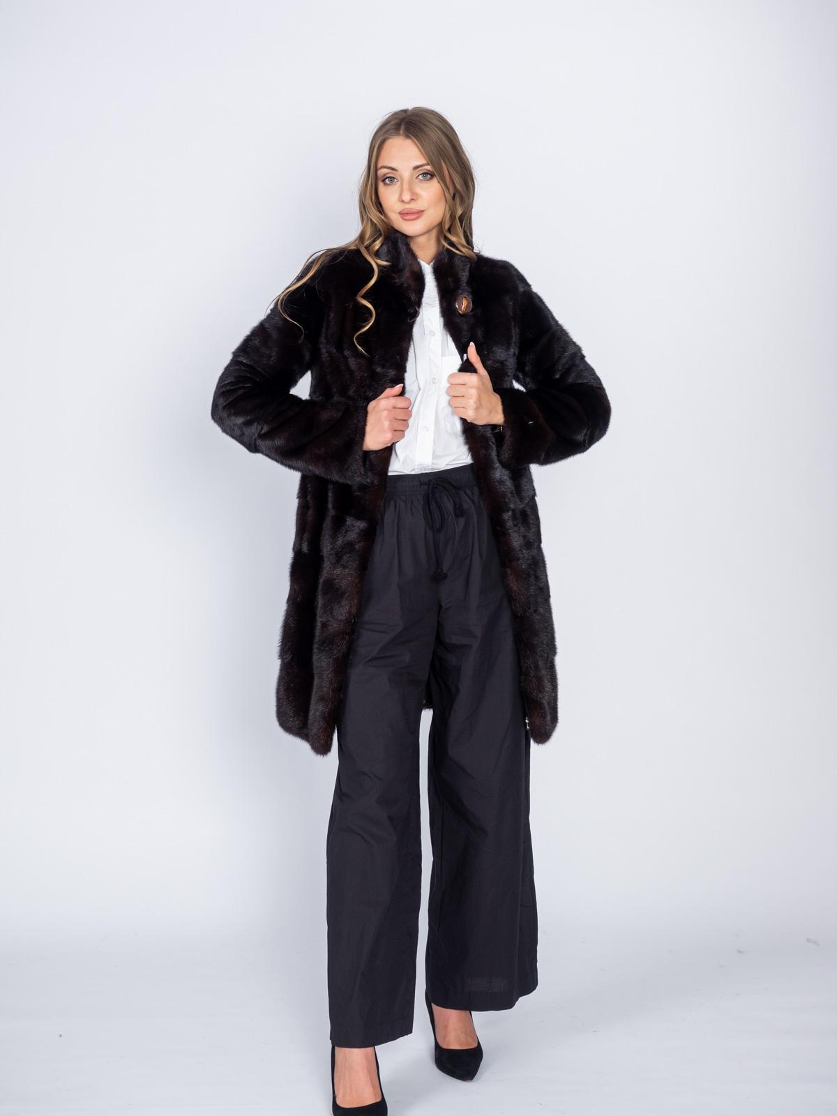 Шуба из меха норки женская Классика Поперечка