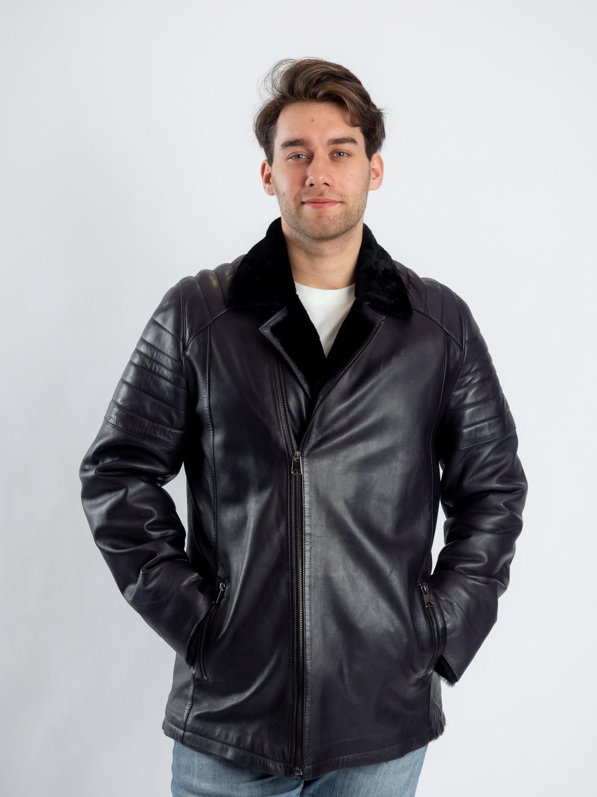 Куртка мужская кожаная с подкладом из меха овчины Virado 4547