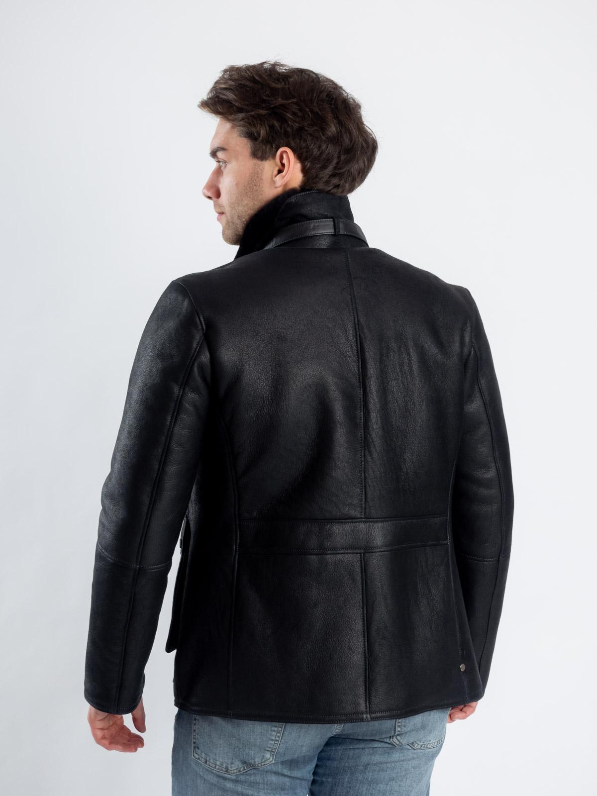 Мужская куртка овчинная с отделкой натуральной кожи PANDAS 3073