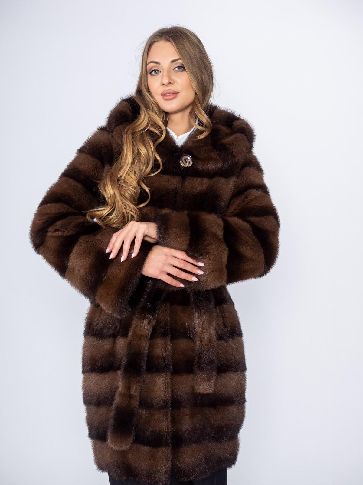 Шуба норковая с капюшоном Меха России 376-34