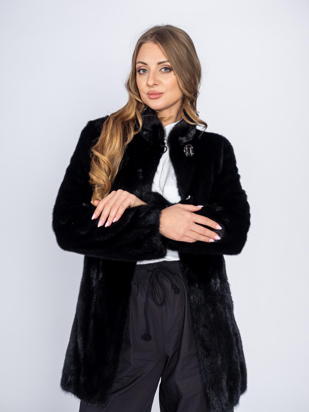 Шуба женская из меха норки Классика Френч пластины