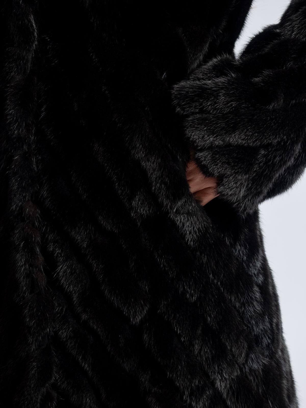 Шуба из меха норки женская Прямая хвосты