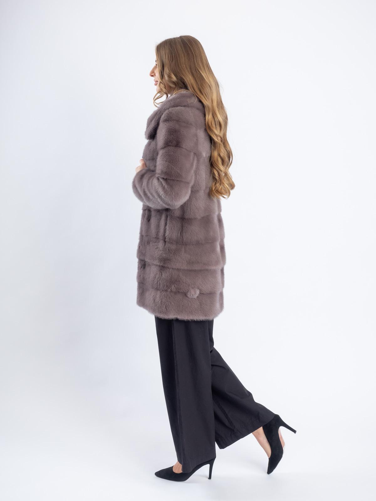 Шуба женское из меха норки Поперечка