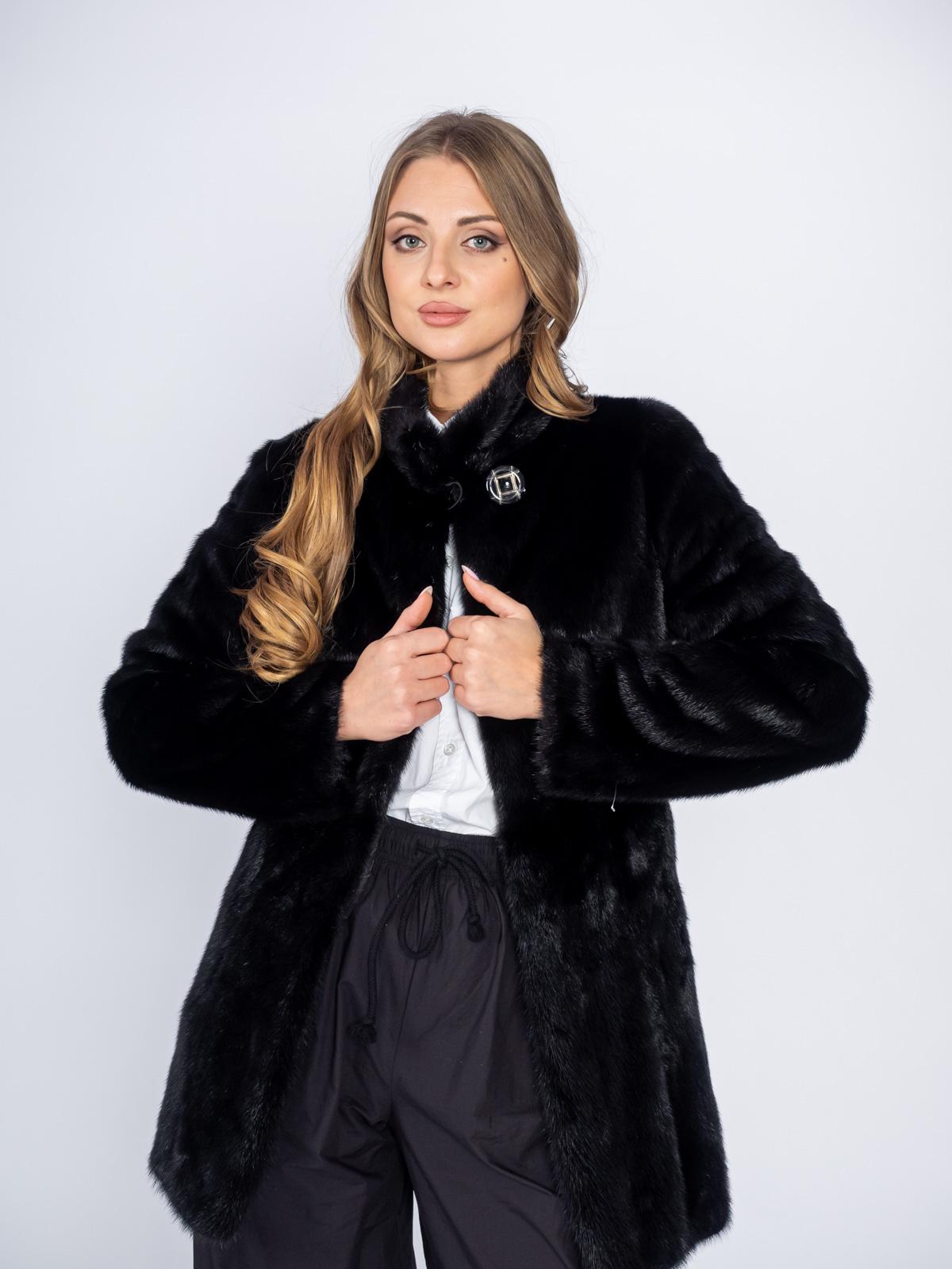 Шуба женская из меха норки Классика Френч пластины