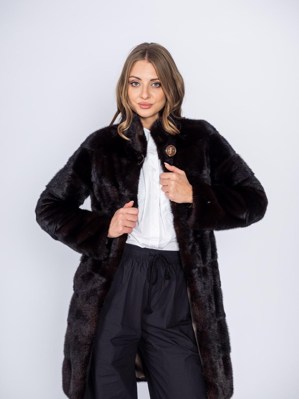 Шуба из меха норки женская Классика Поперечка