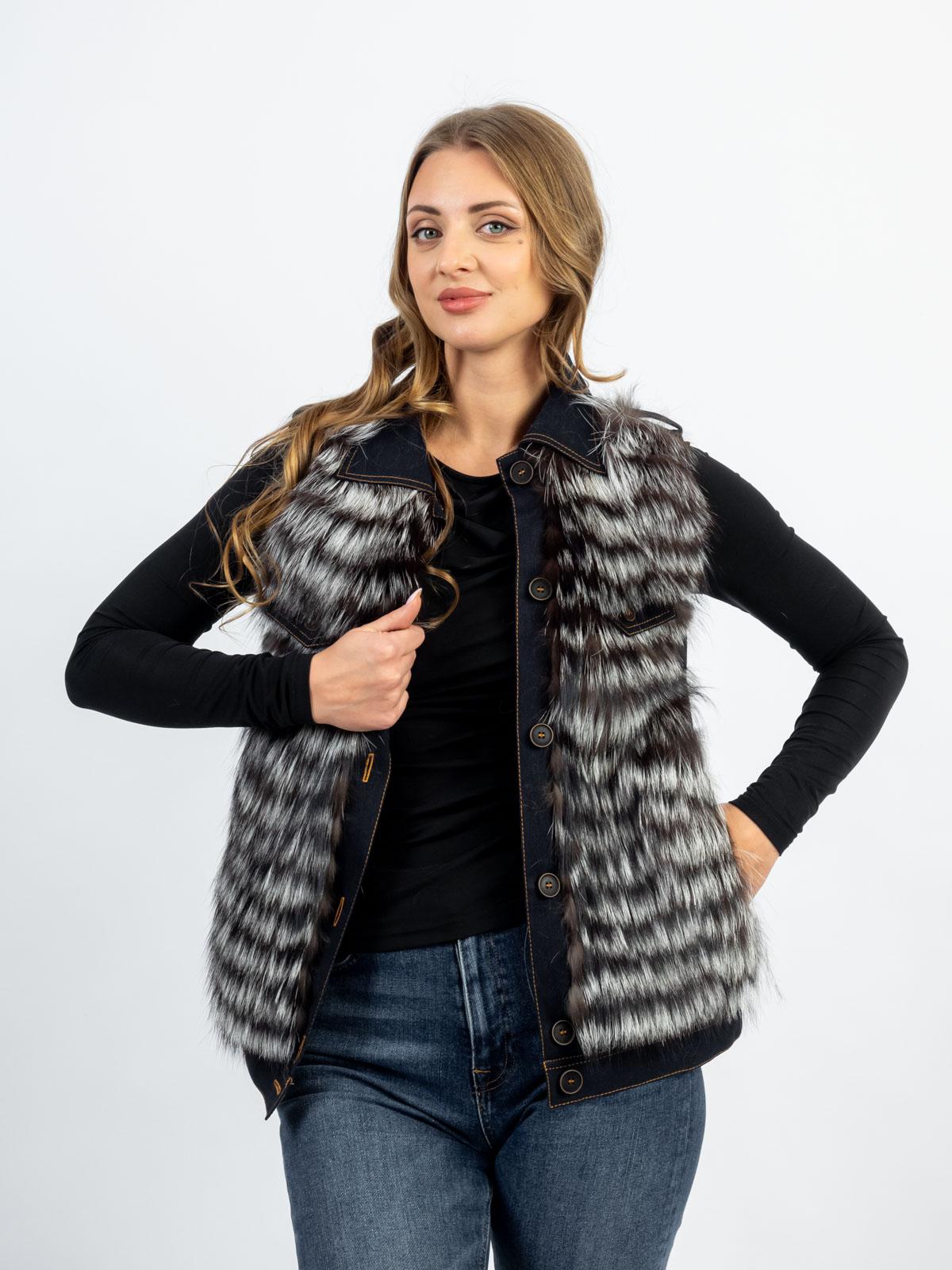 Жилет женский из текстиля и меха лисицы Р.О.М.А. Жилет 1