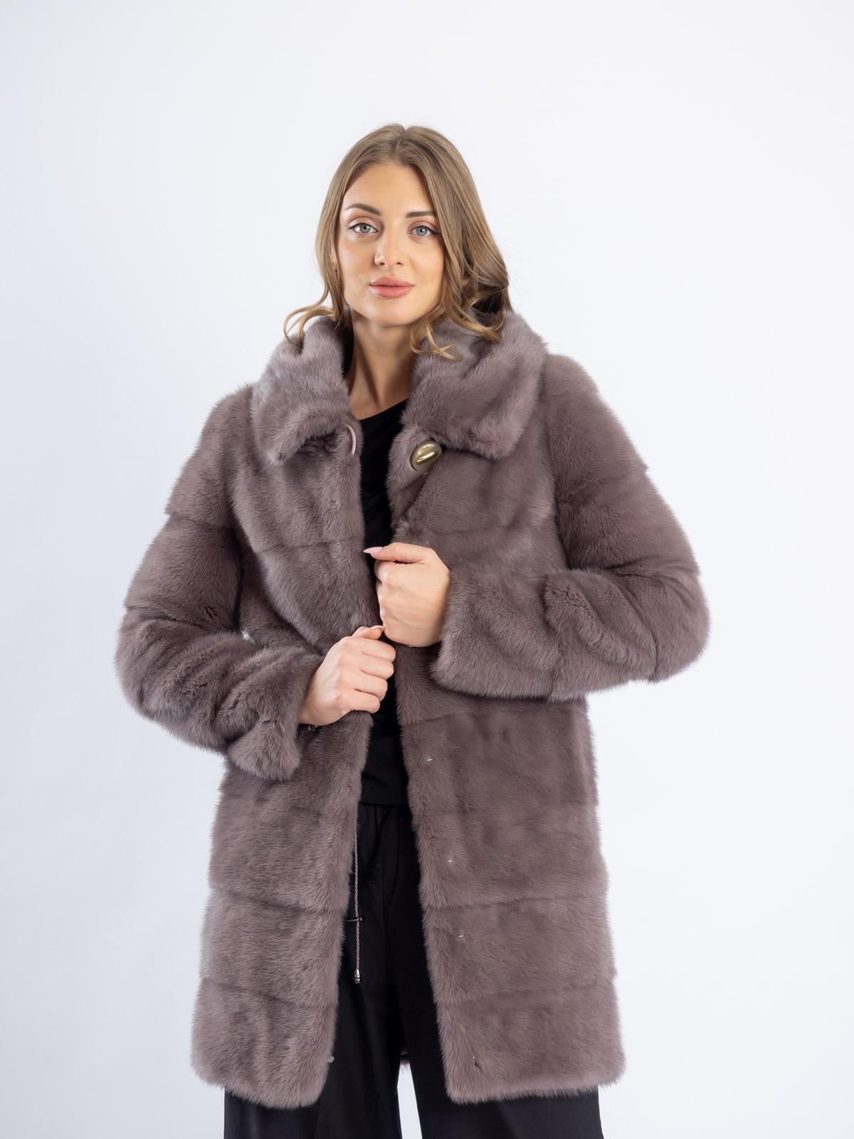 Шуба женское из меха норки Поперечка