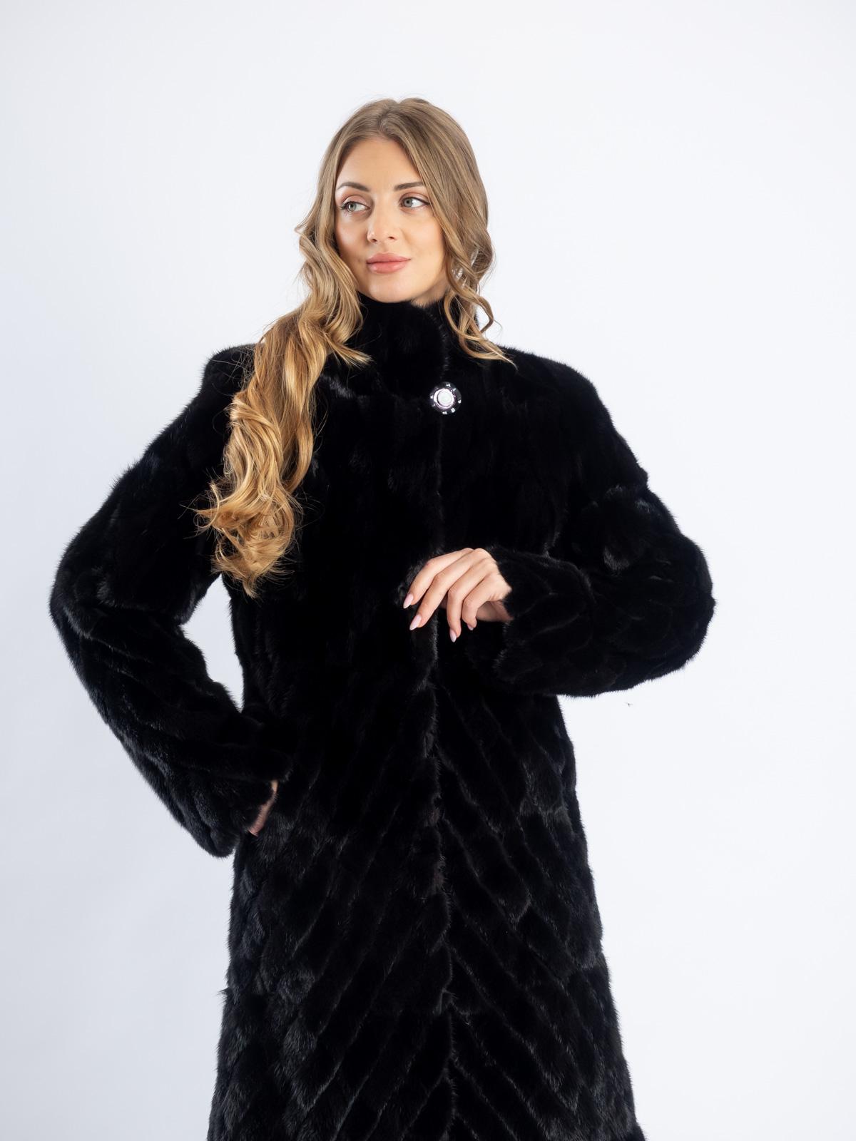 Шуба из меха норки женская Прямая хвосты