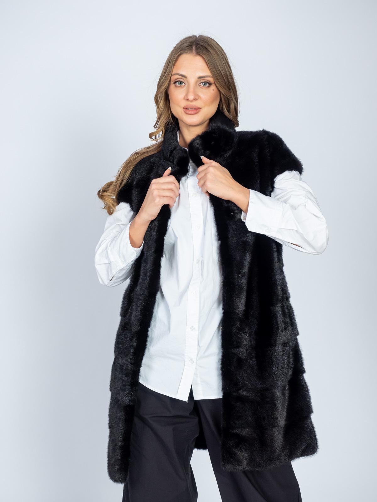 Жилет женский из меха норки поперечка 