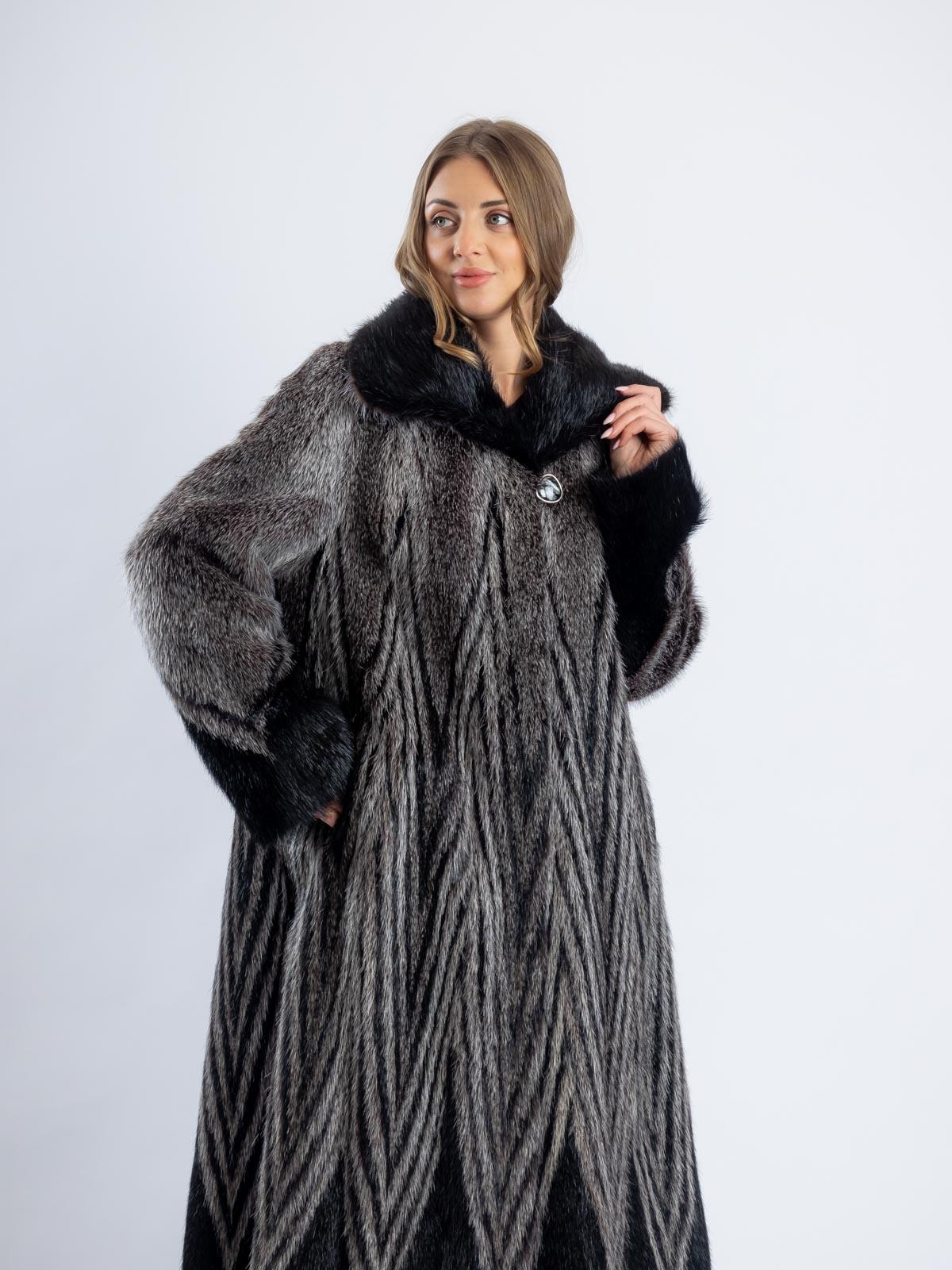 Шуба женская из меха нутрии АРС Зебра