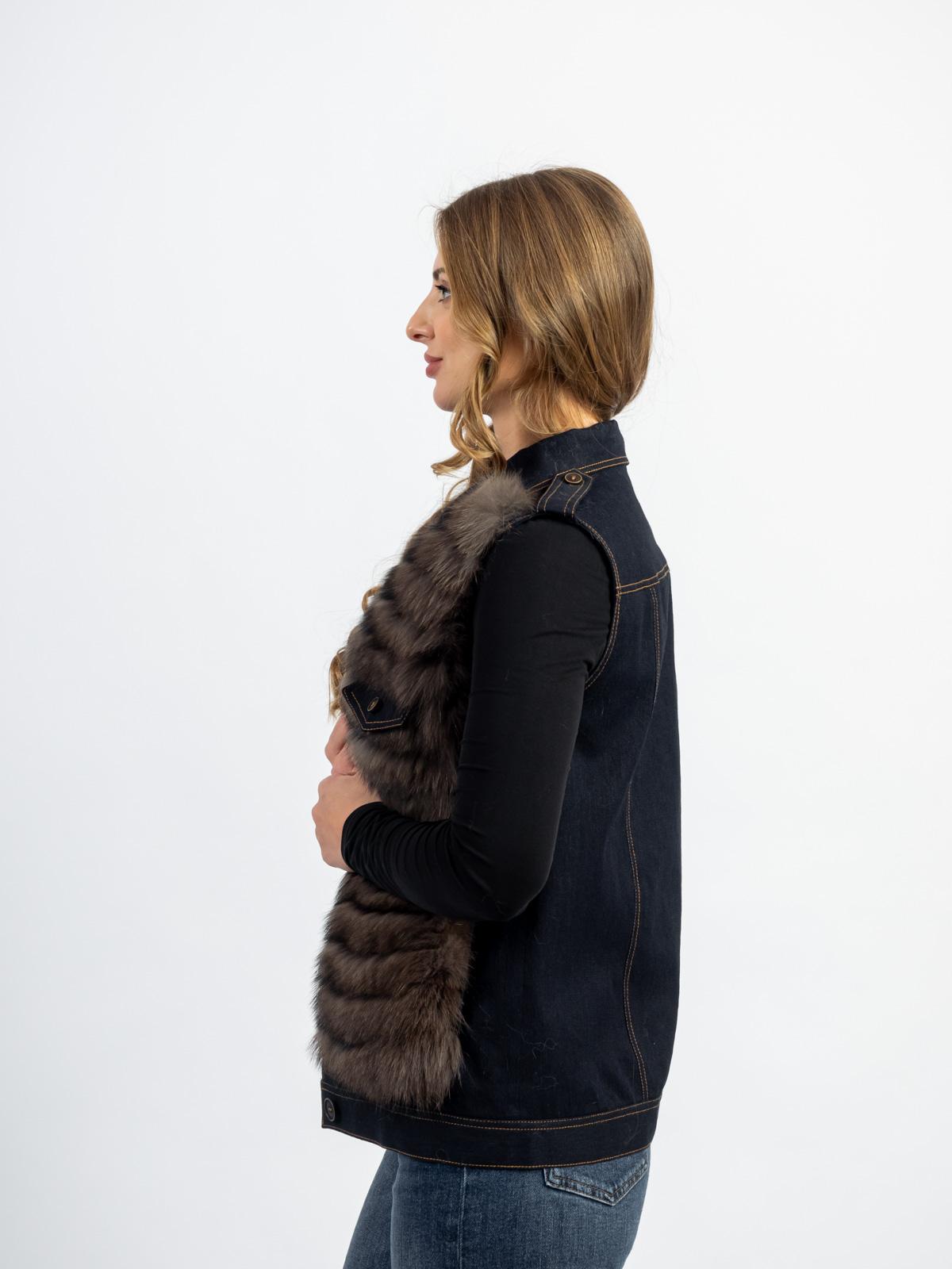 Жилет женский из текстиля и меха песца Р.О.М.А. Жилет 1