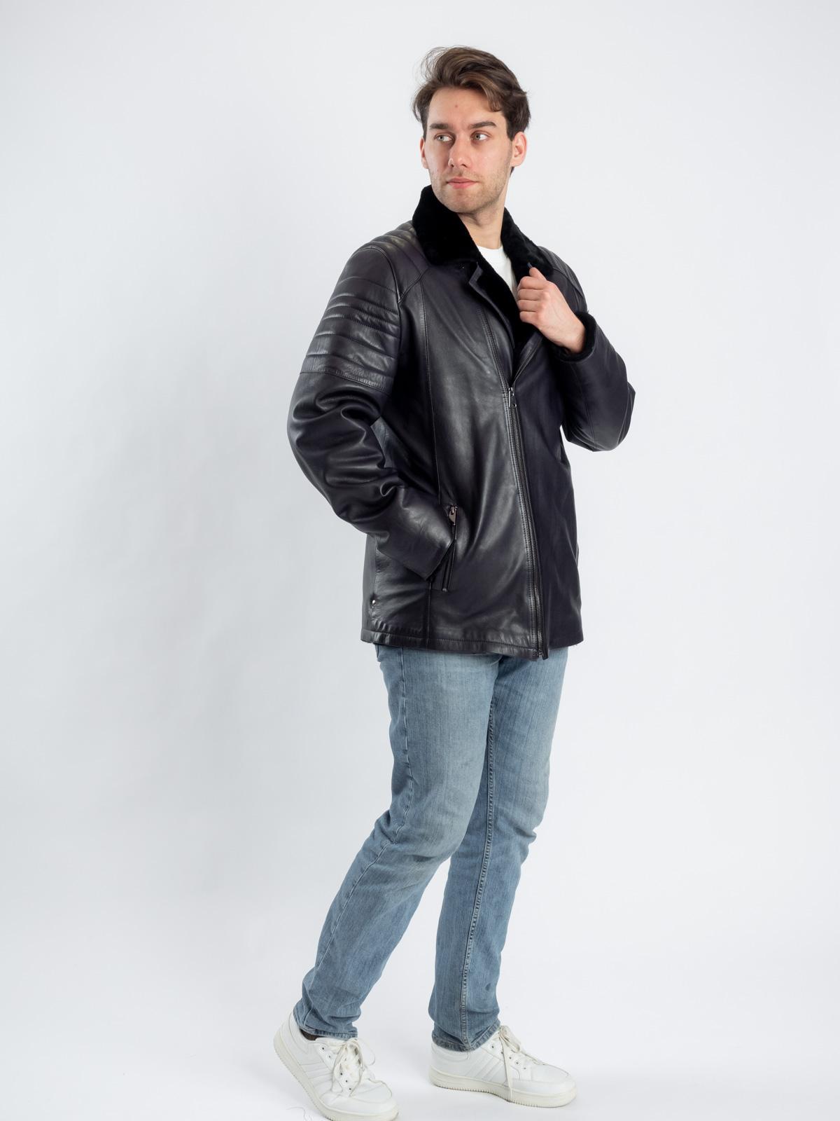 Куртка мужская кожаная с подкладом из меха овчины Virado 4547