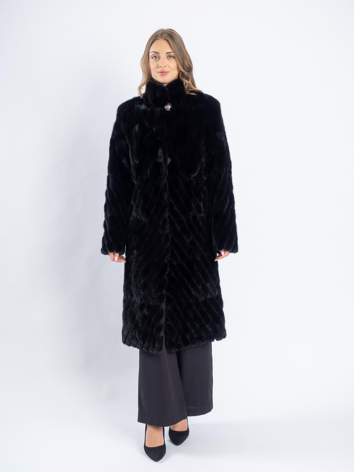 Шуба из меха норки женская Прямая хвосты