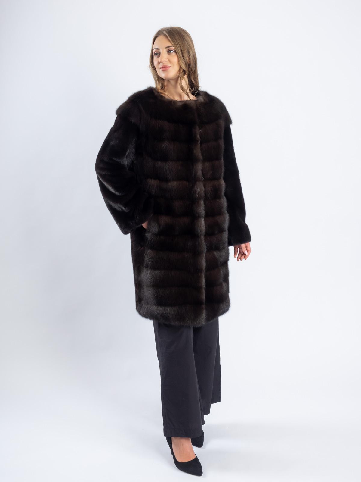 Шуба норковая с отделкой из меха соболя Меха России 528 