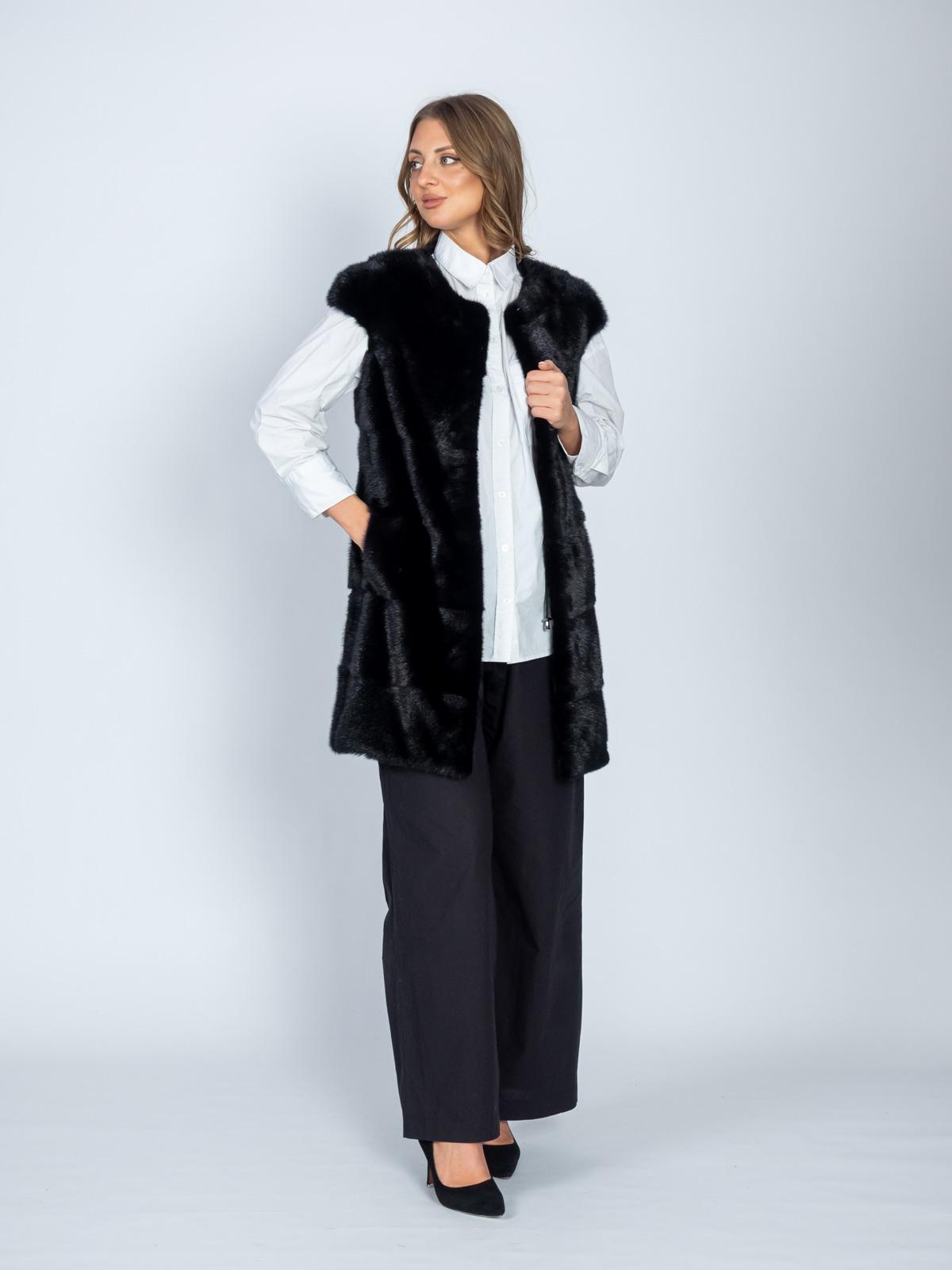 Жилет женский из меха норки поперечка