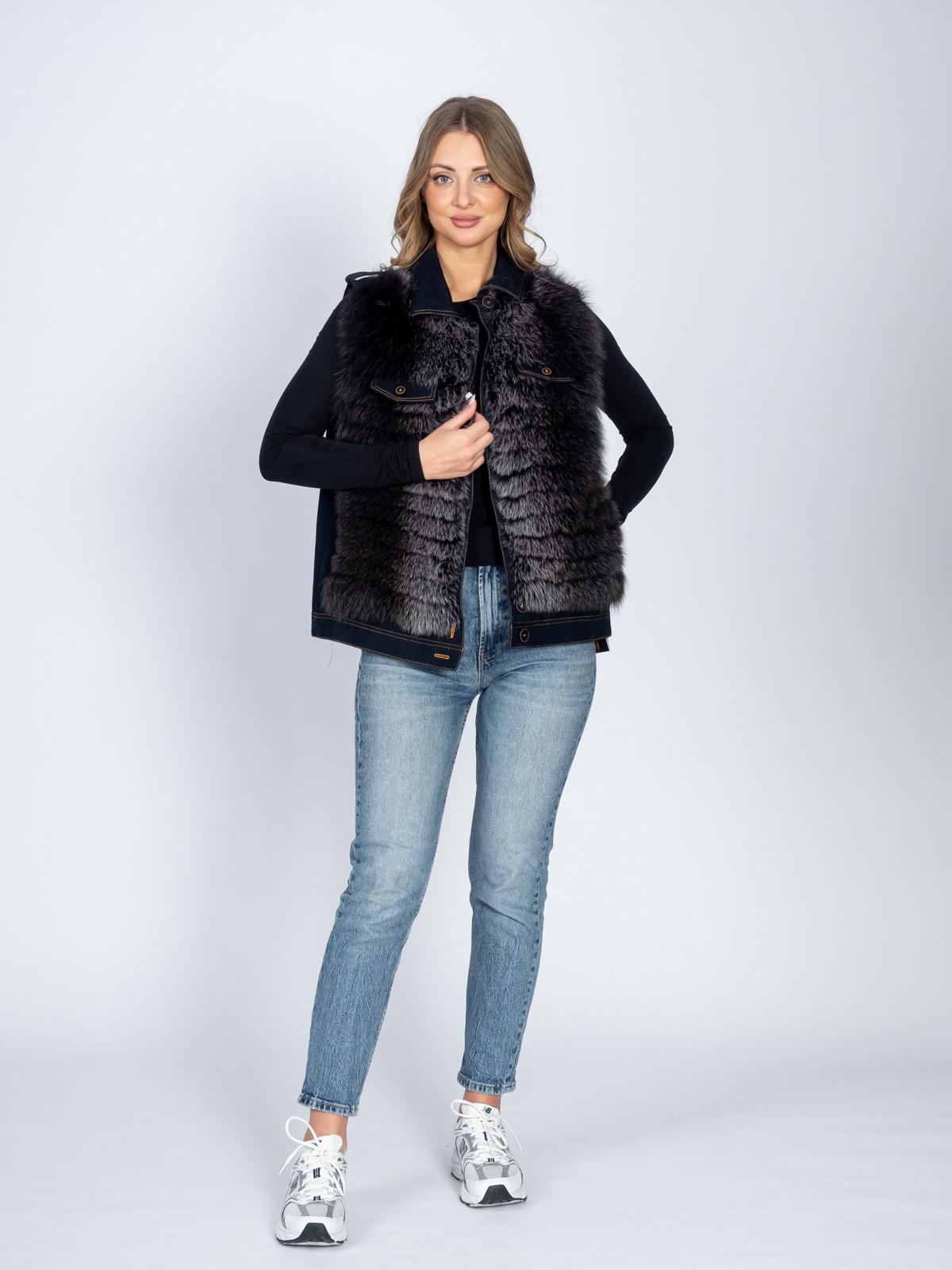 Жилет женский из текстиля из меха песца Р.О.М.А. Жилет 1