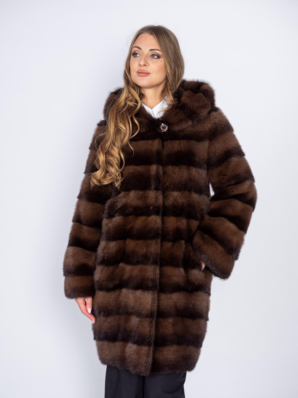 Шуба норковая с капюшоном Меха России 376-34
