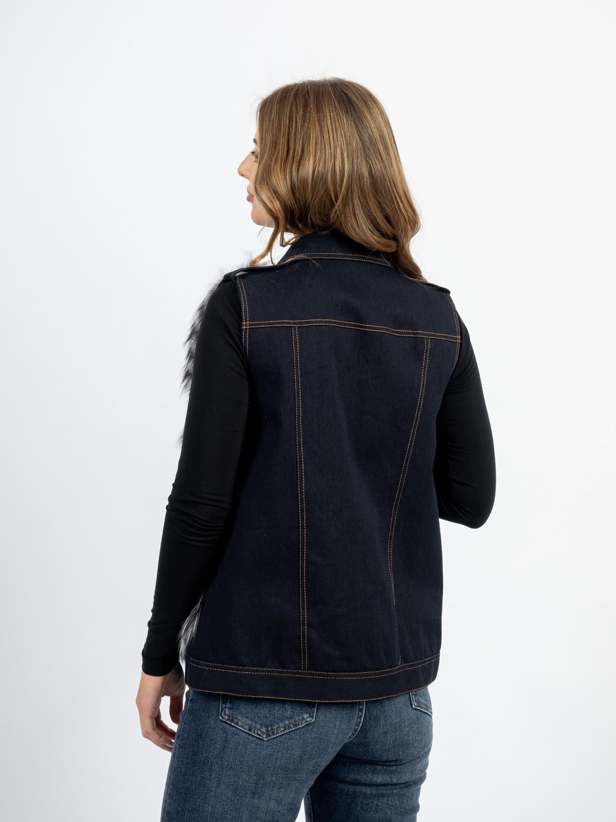 Жилет женский из текстиля и меха лисицы Р.О.М.А. Жилет 1