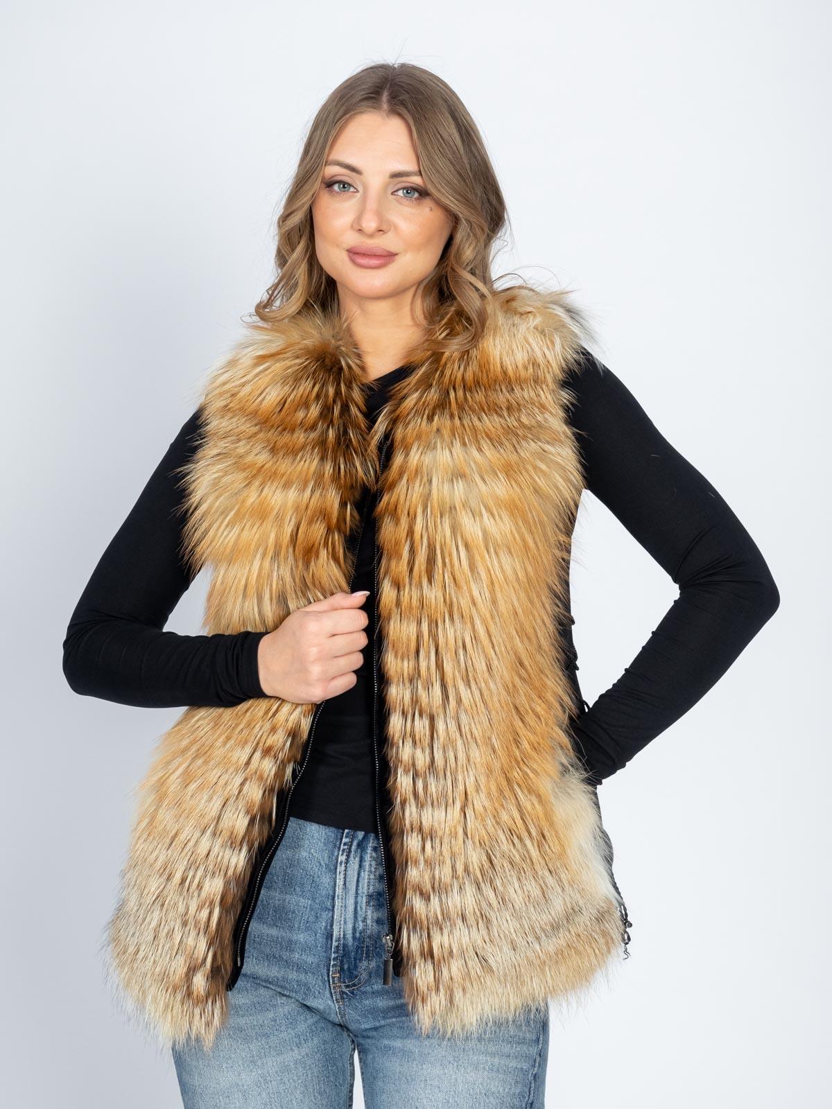 Жилет женский из текстиля и меха лисицы Меха России 49