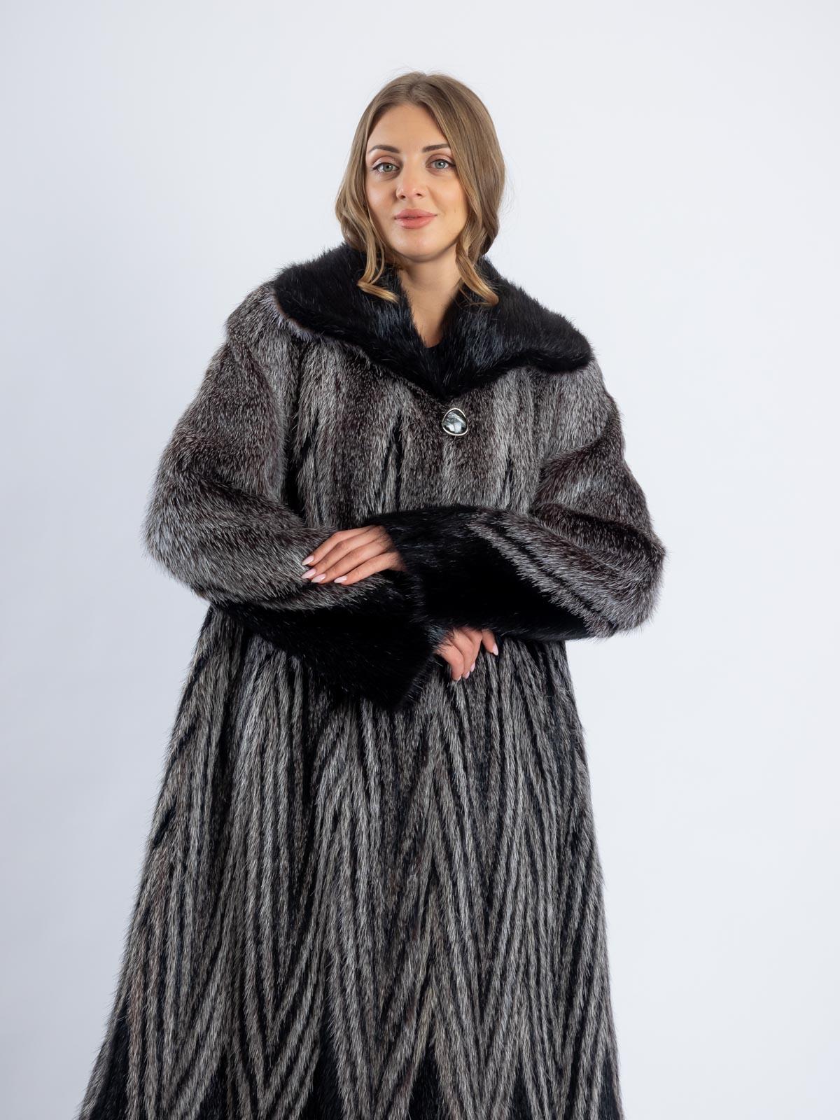 Шуба женская из меха нутрии АРС Зебра