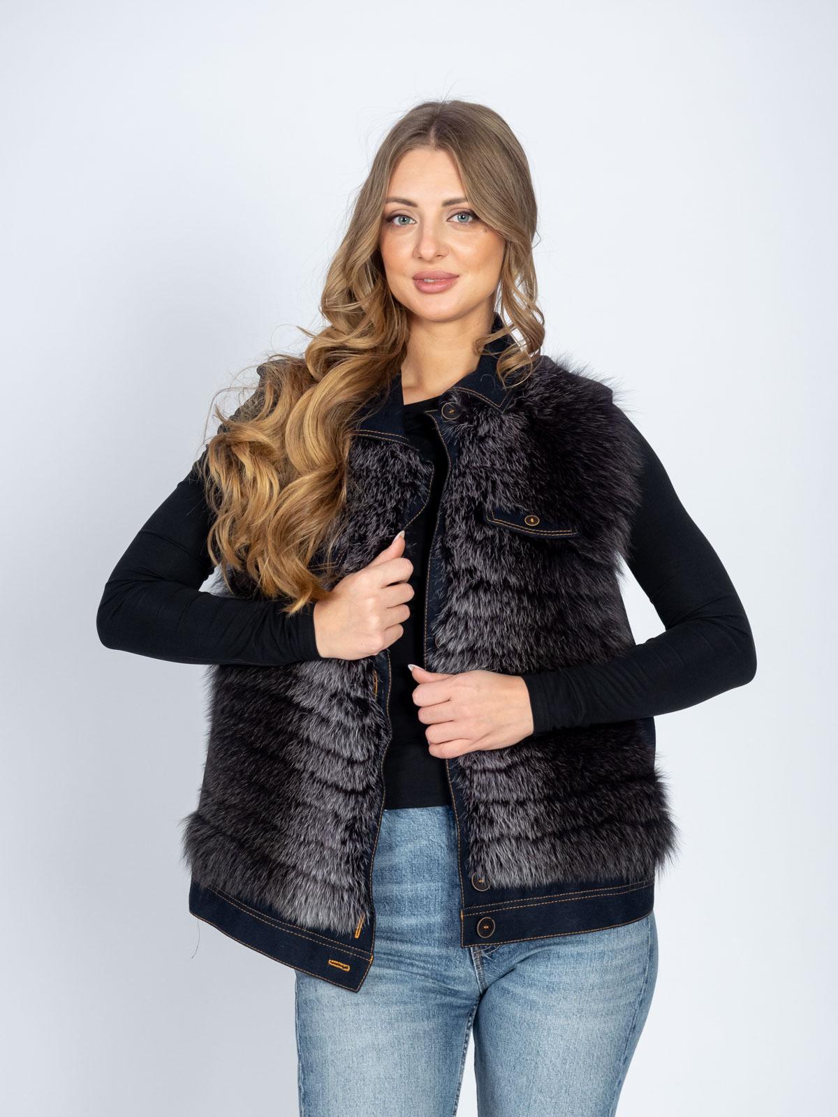 Жилет женский из текстиля из меха песца Р.О.М.А. Жилет 1