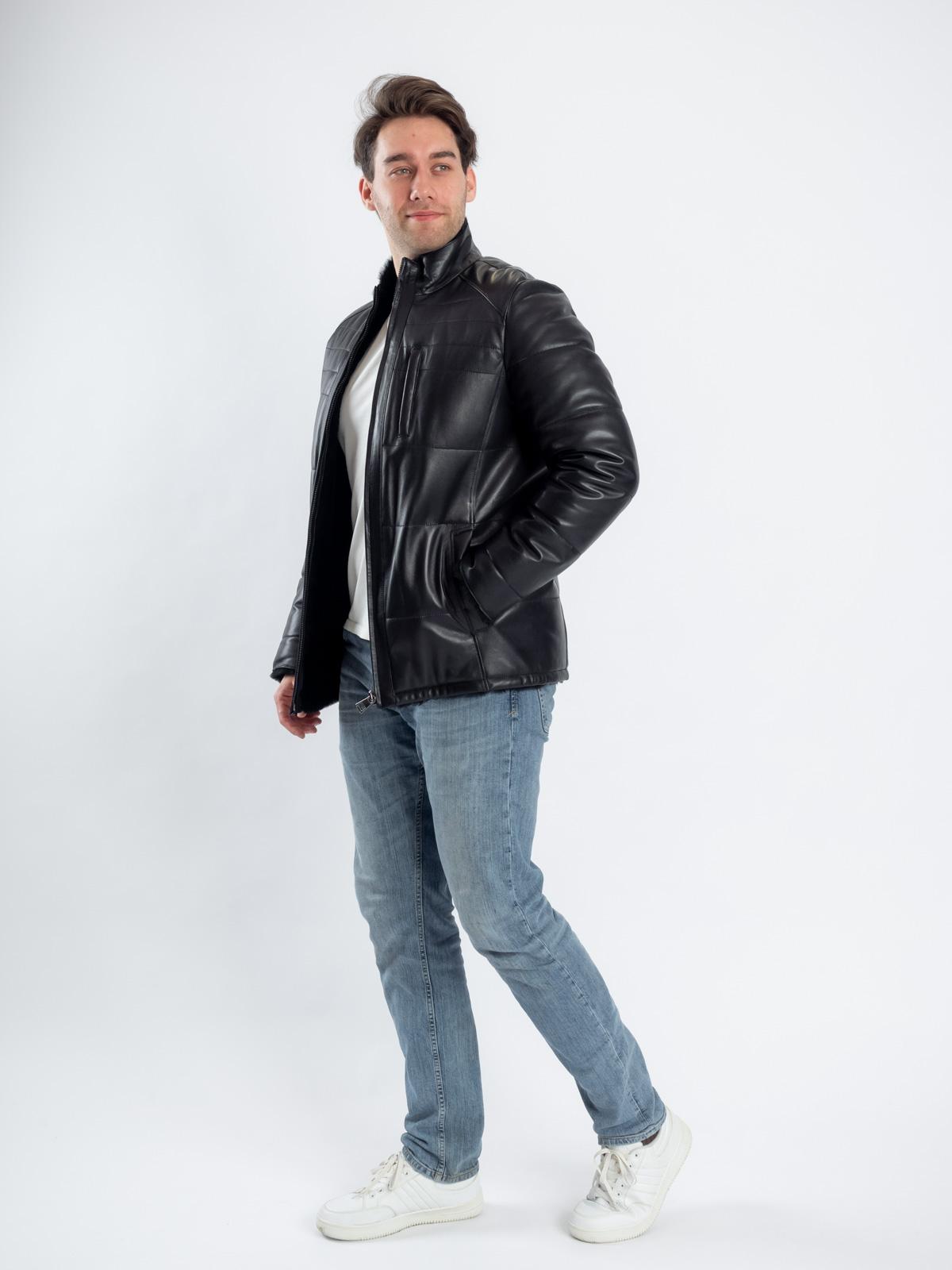 Куртка мужская кожаная с подкладом из меха овчины Virado 4632