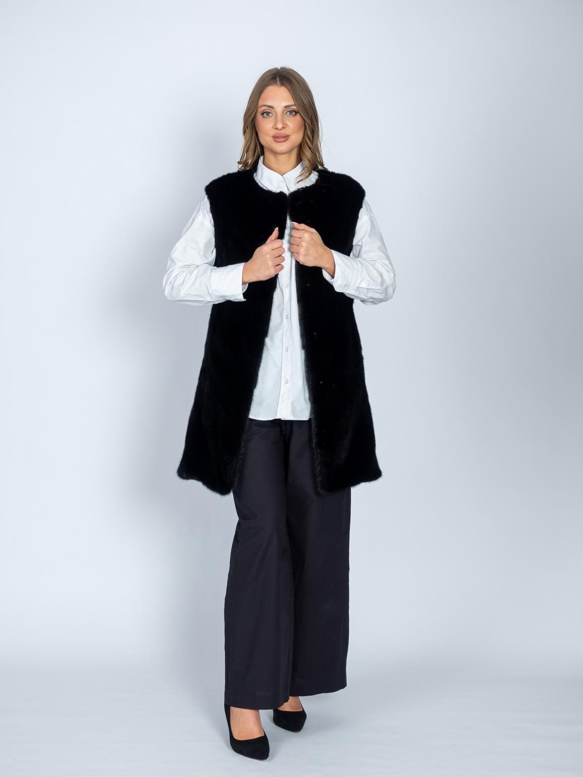 Жилет женский из меха норки паркет 