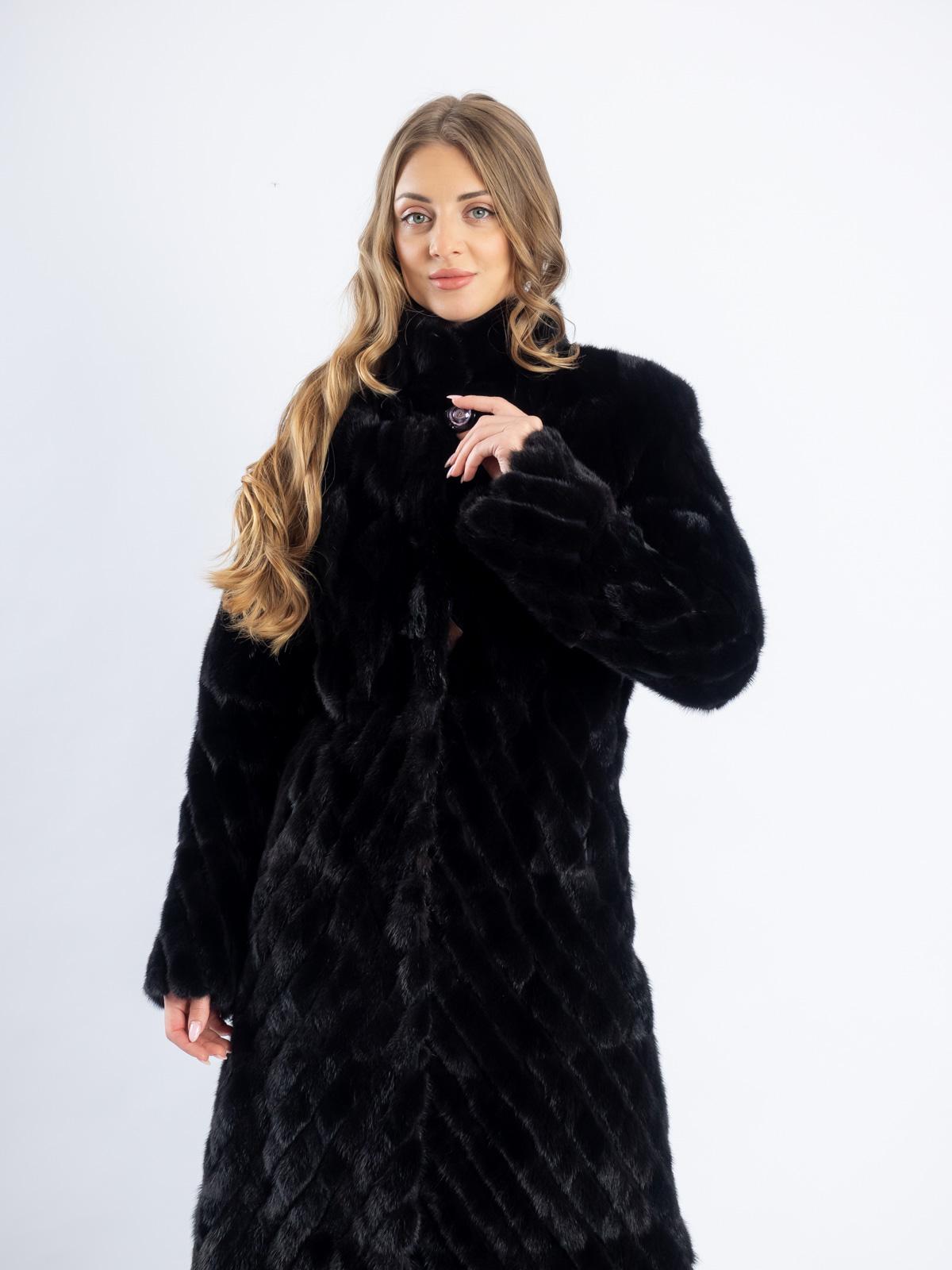 Шуба из меха норки женская Прямая хвосты