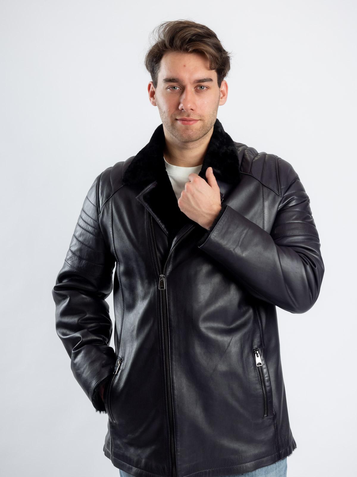 Куртка мужская кожаная с подкладом из меха овчины Virado 4547