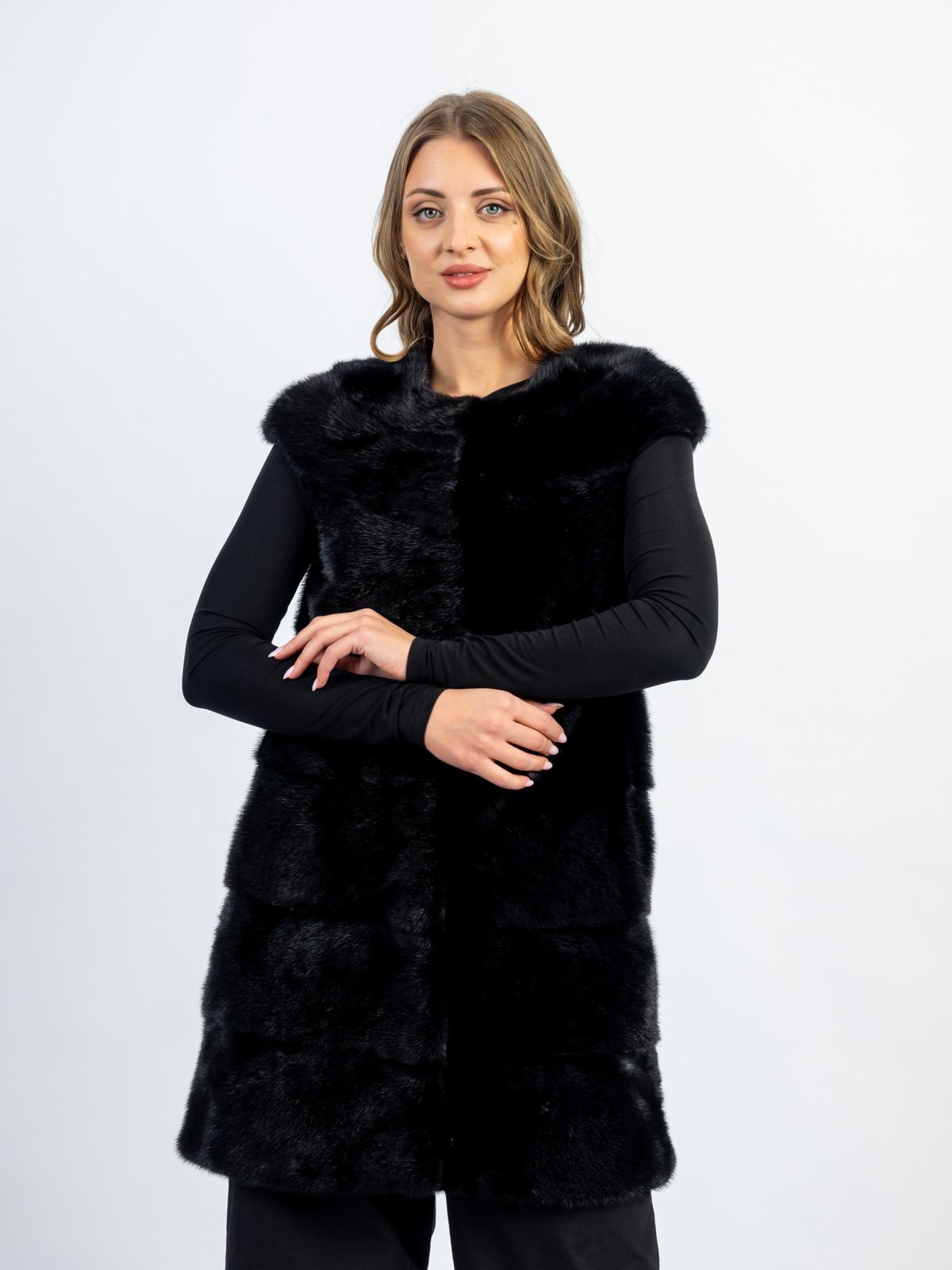 Жилет женский из меха норки Мягкое золото поперечка