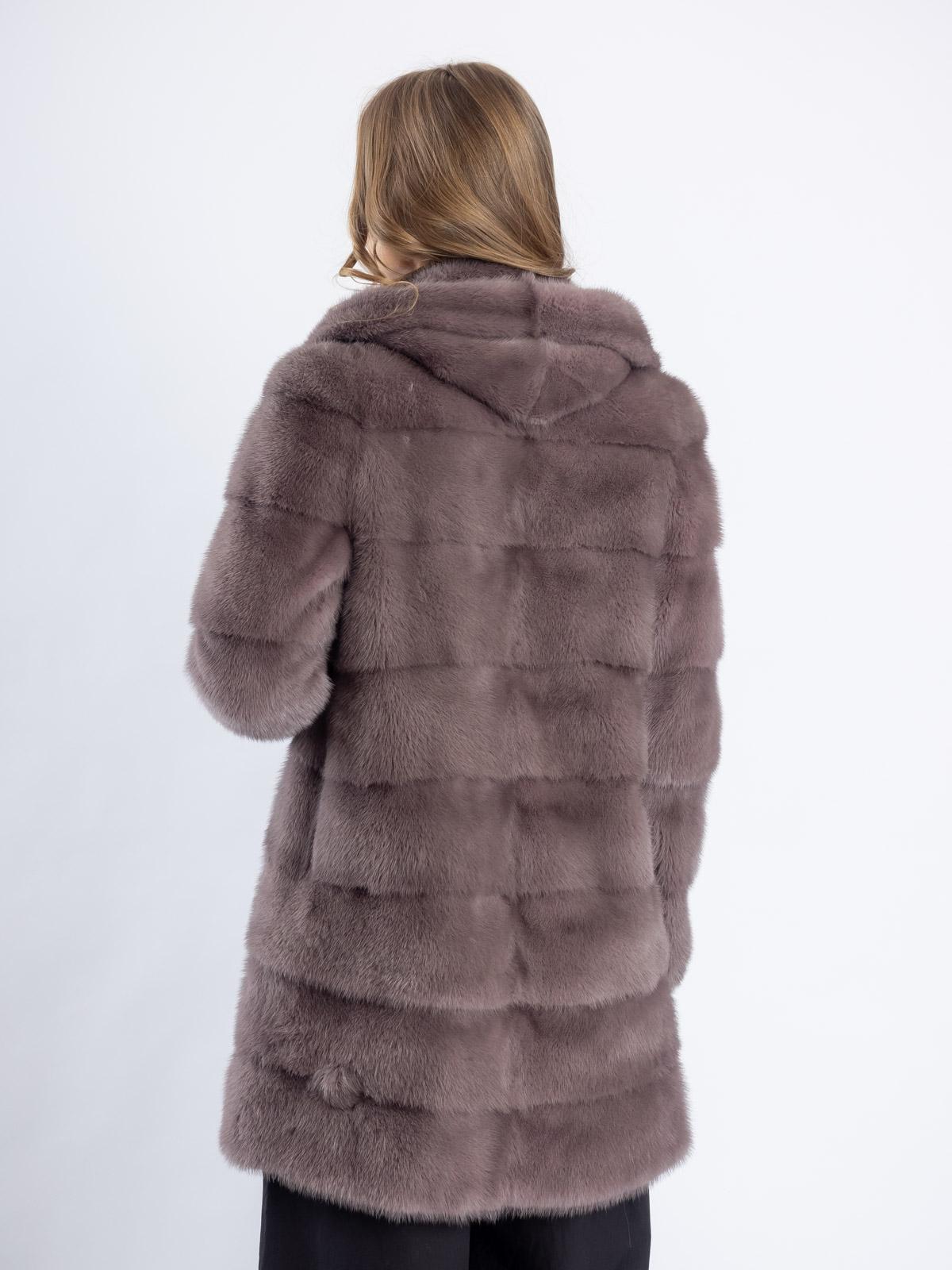 Шуба женское из меха норки Поперечка