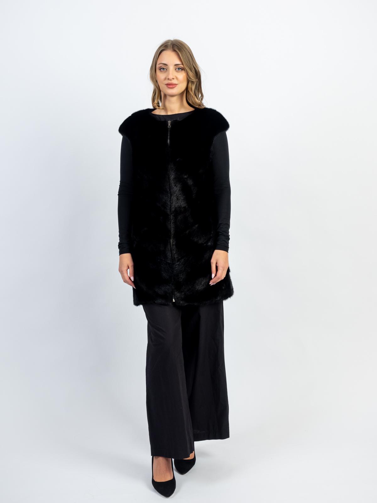 Жилет женский из меха норки Мягкое золото паркет