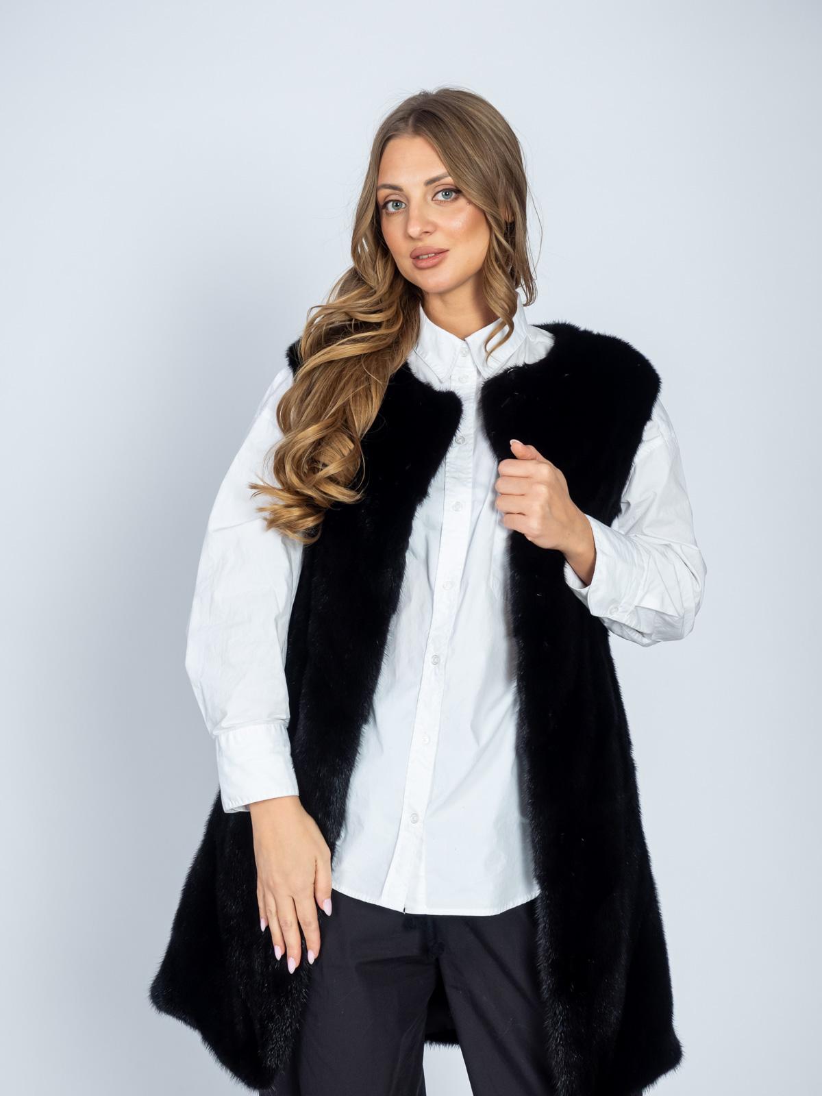 Жилет женский из меха норки паркет 