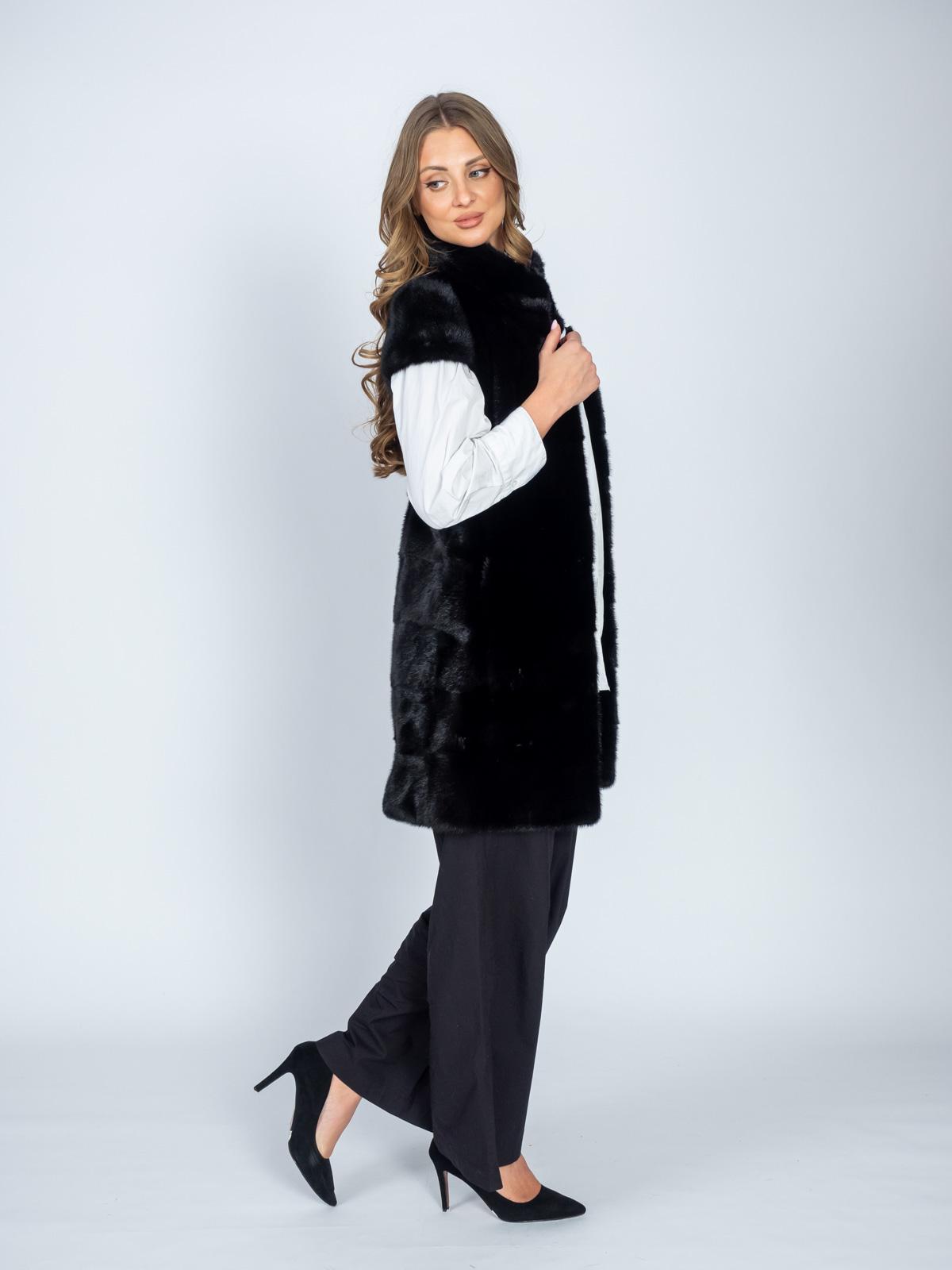 Жилет женский из меха норки поперечка 