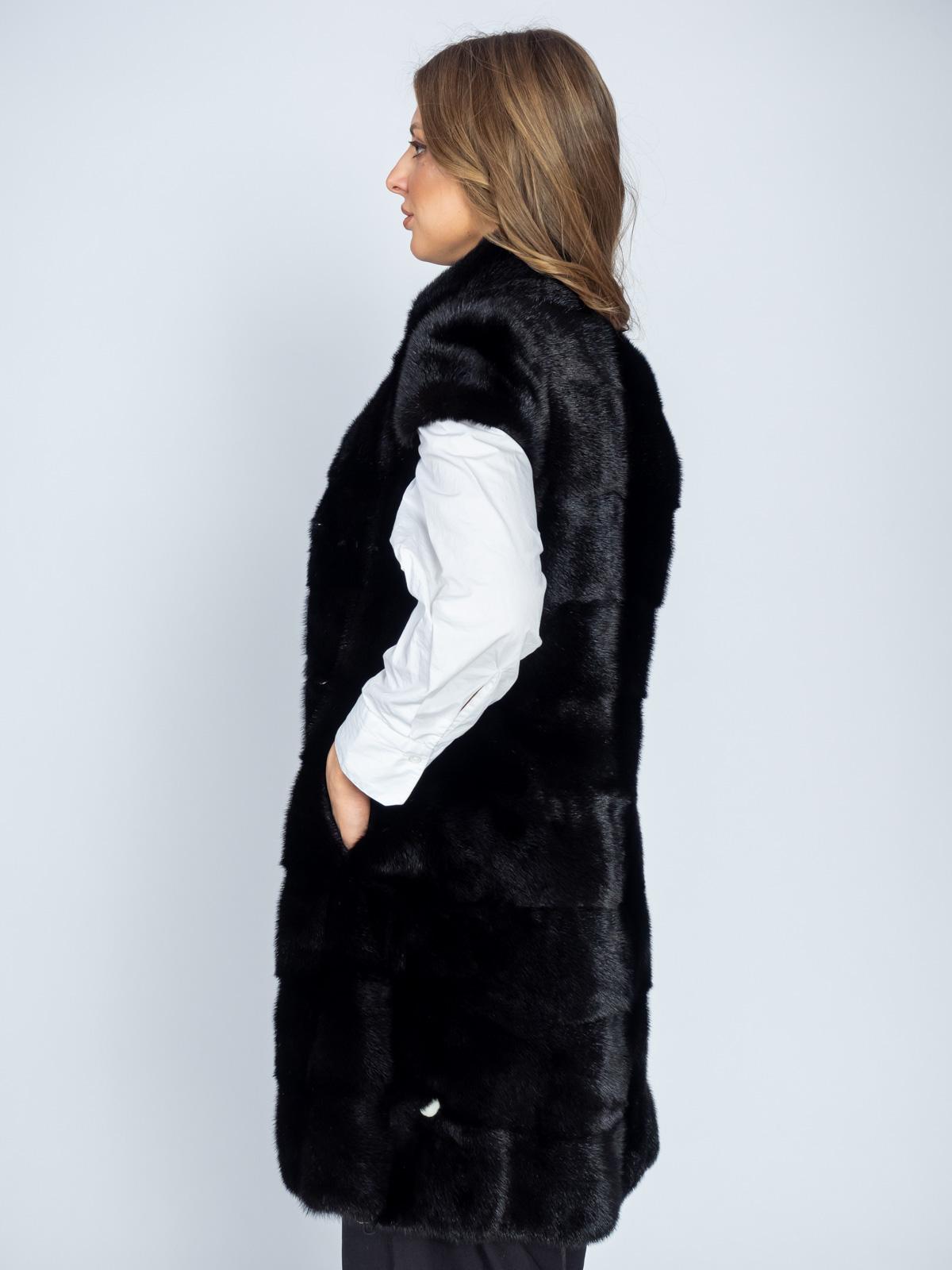 Жилет женский из меха норки поперечка 