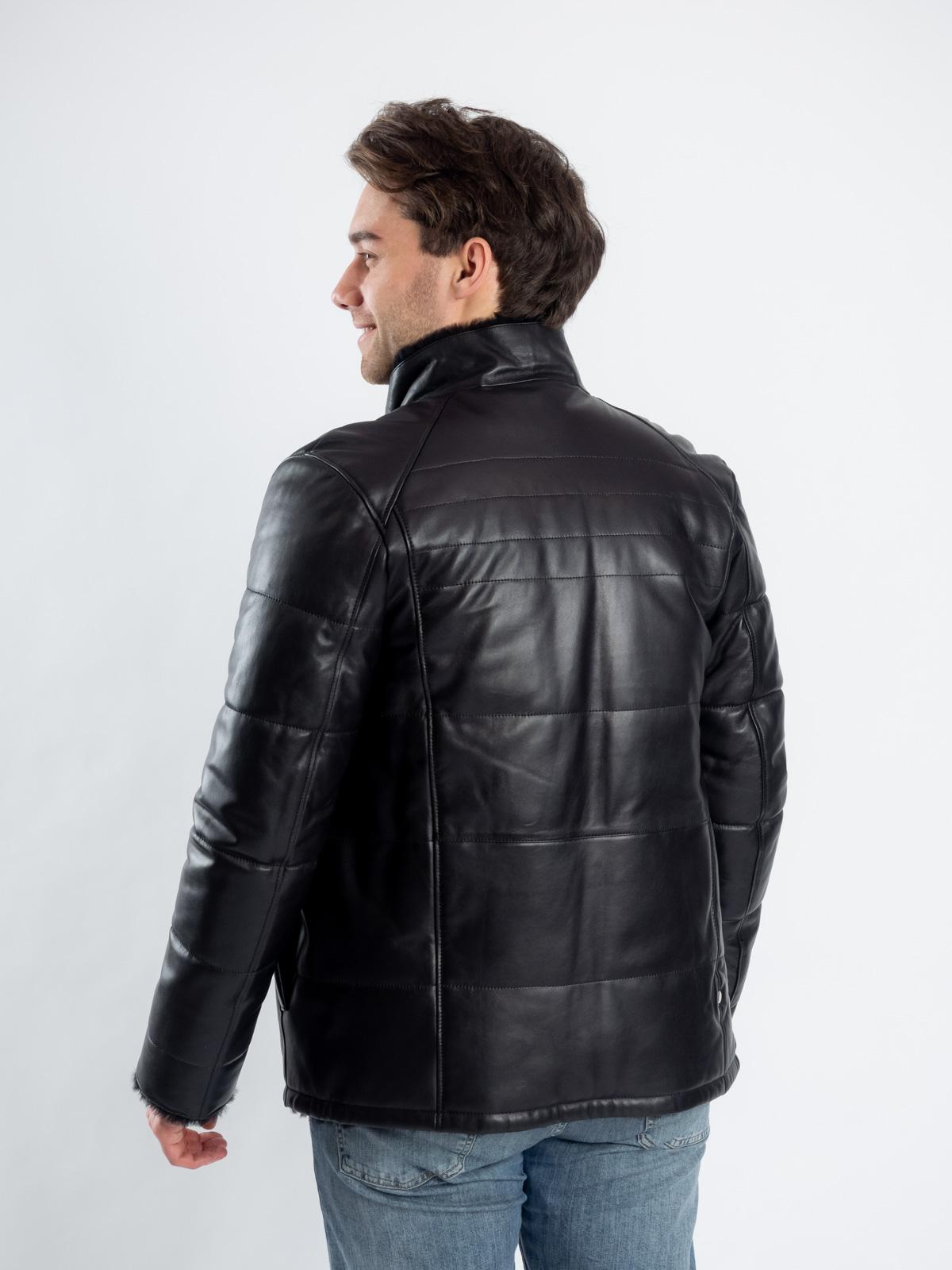 Куртка мужская кожаная с подкладом из меха овчины Virado 4632