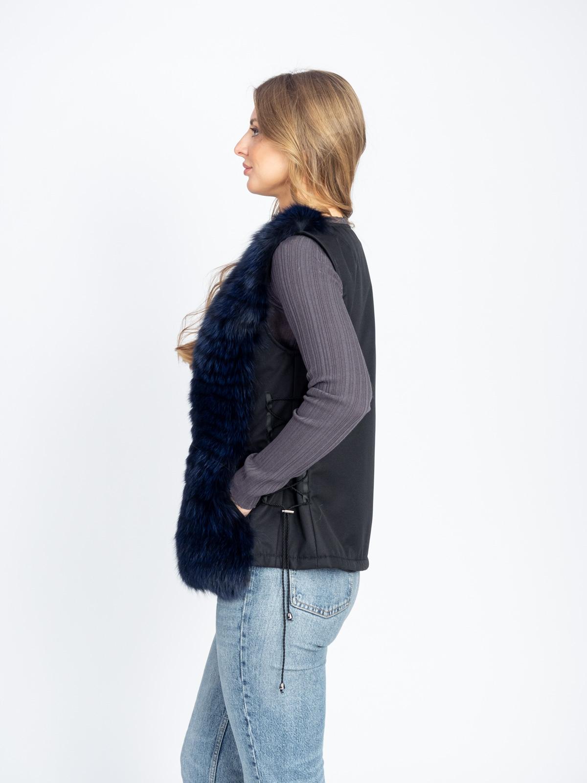Жилет женский из текстиля и меха песца Меха России 49