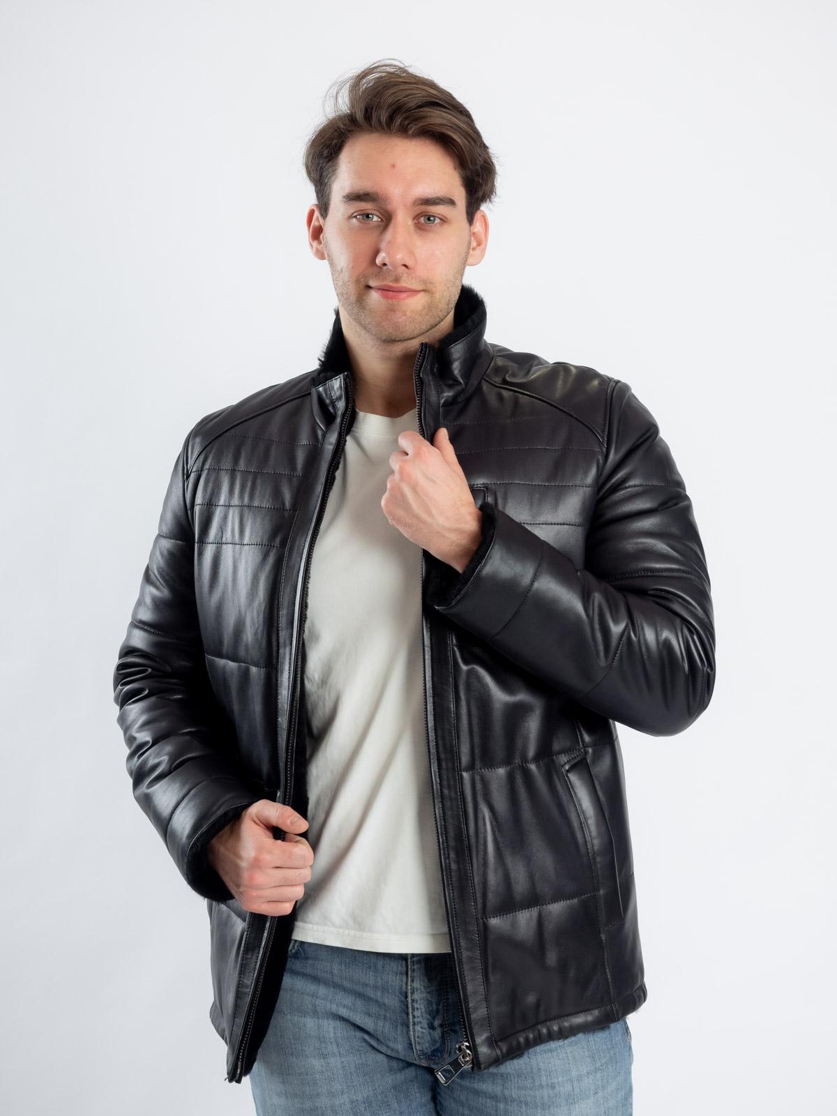 Куртка мужская кожаная с подкладом из меха овчины Virado 4632