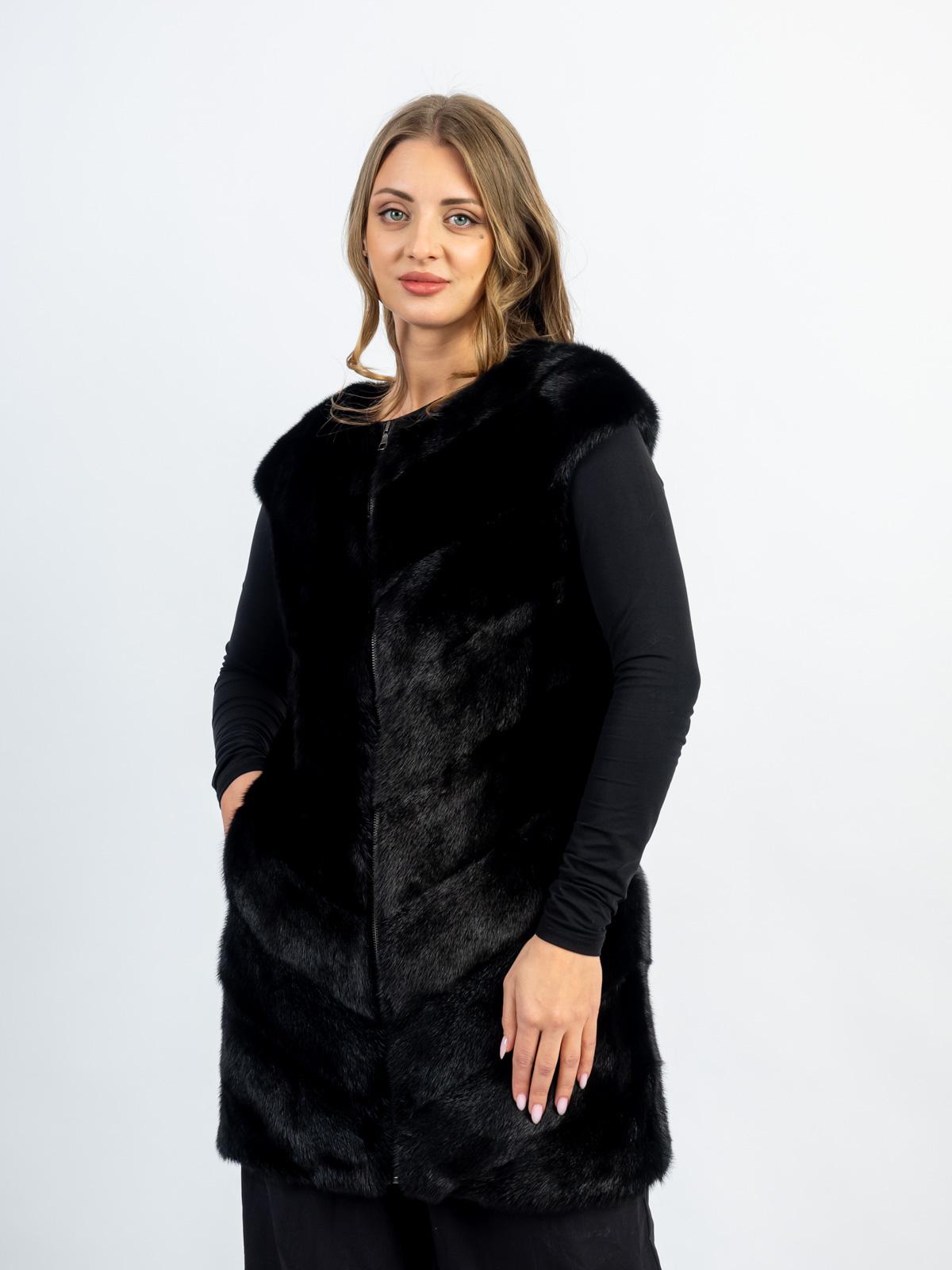 Жилет женский из меха норки Мягкое золото паркет