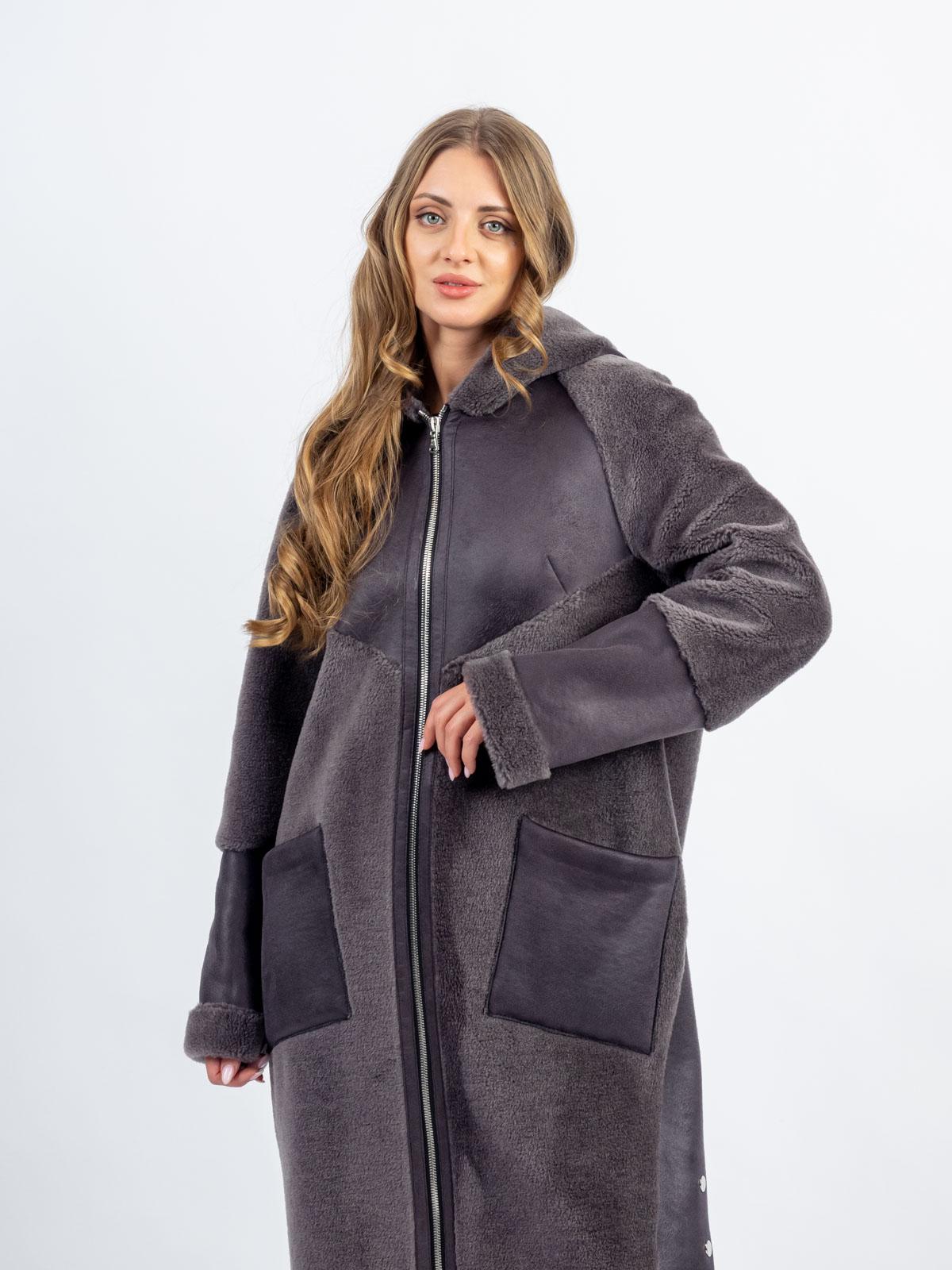 Шуба из эко-меха с капюшоном женская Дианель Меховый дом Э-130